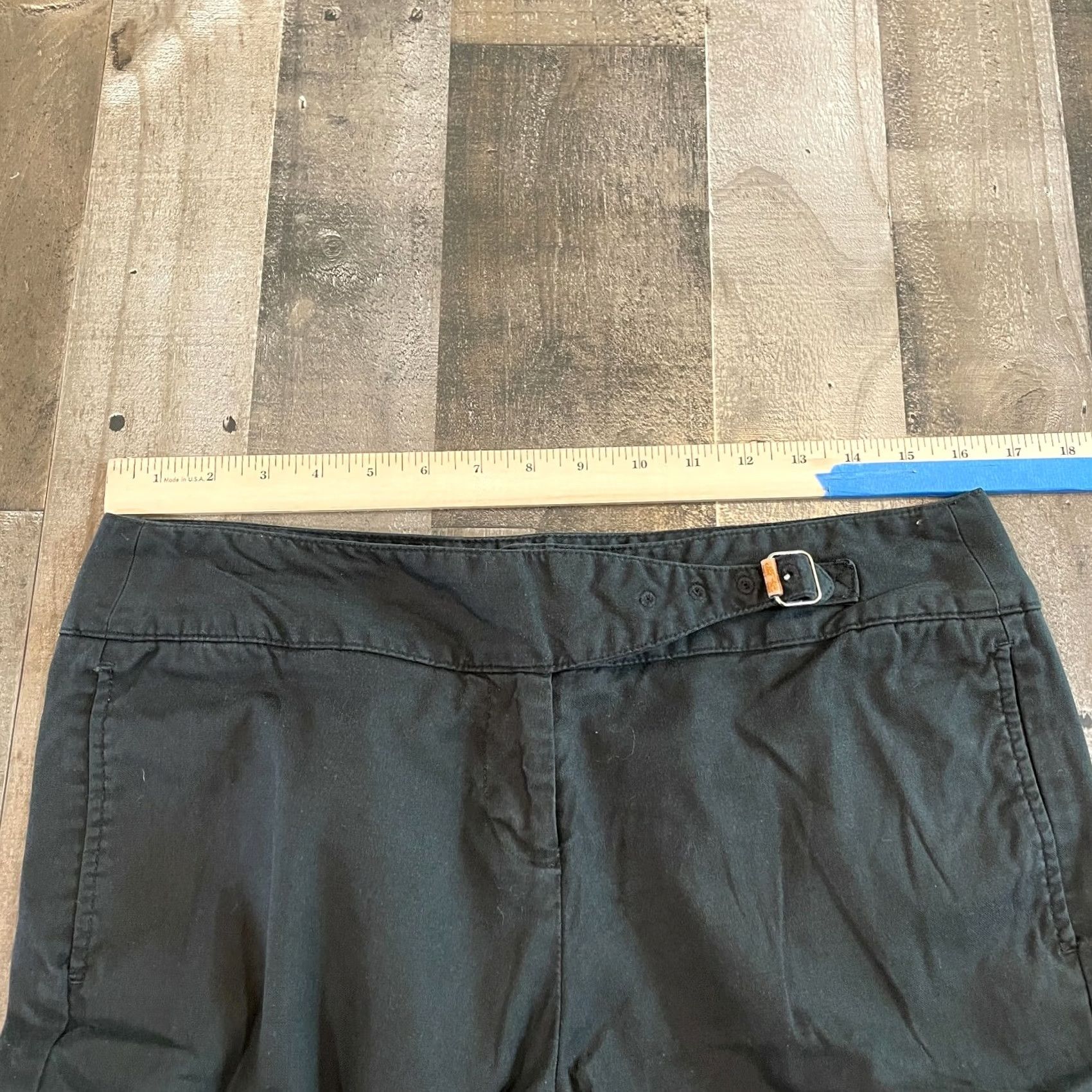 George George Pants Womens 10 Black Hi Rise Chino Wide Leg Stretch Flat Front Casual Size 32" / US 10 / IT 46 - 6 Thumbnail