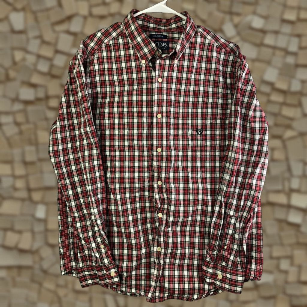 Chaps Chaps Mens Large Red Plaid Long Sleeve Button-Down Collared Shirt Size US L / EU 52-54 / 3 - 1 Thumbnail