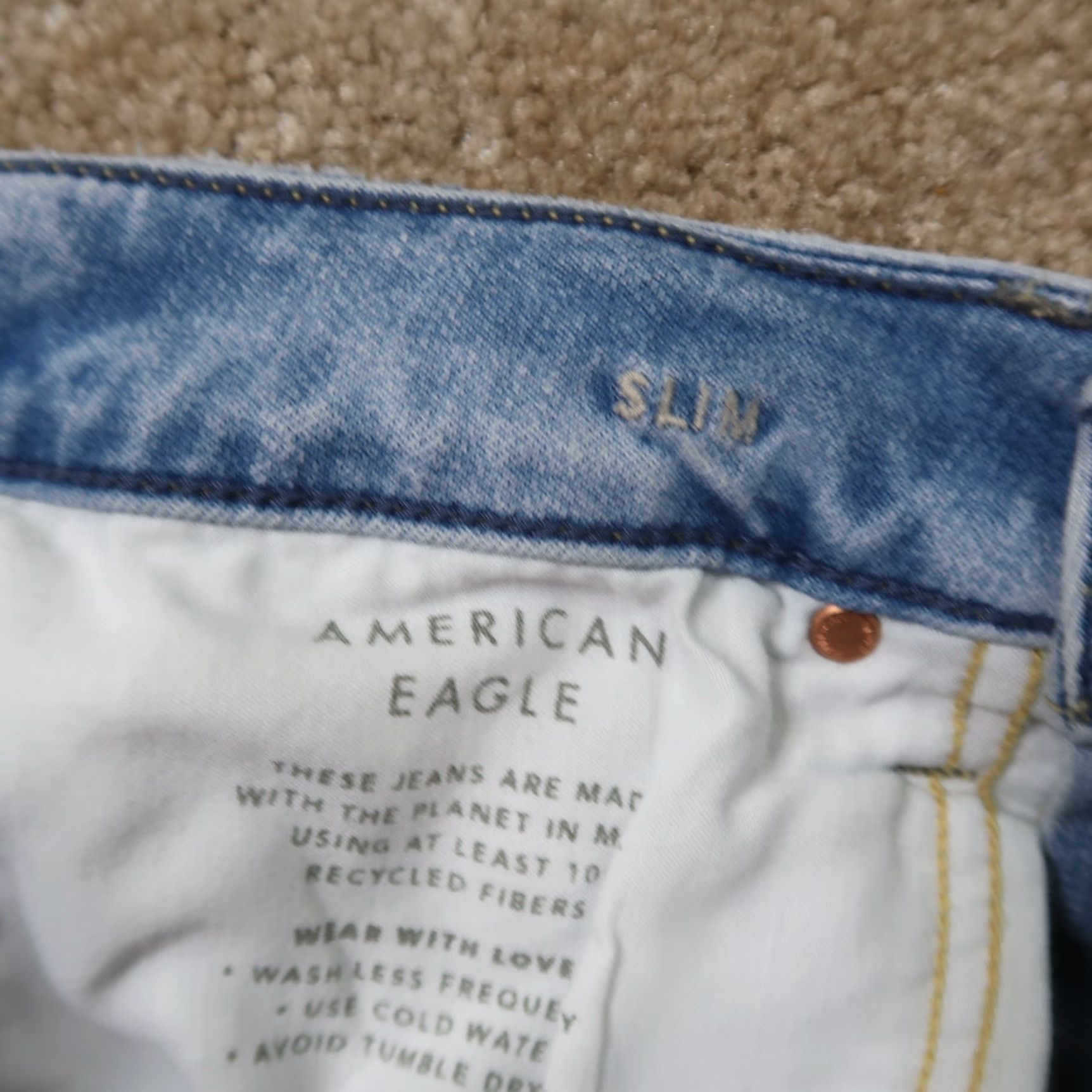 American Eagle Outfitters American Eagle Jeans Men's 31x30 Blue Denim Airflex Slim Straight Size US 31 - 6 Thumbnail
