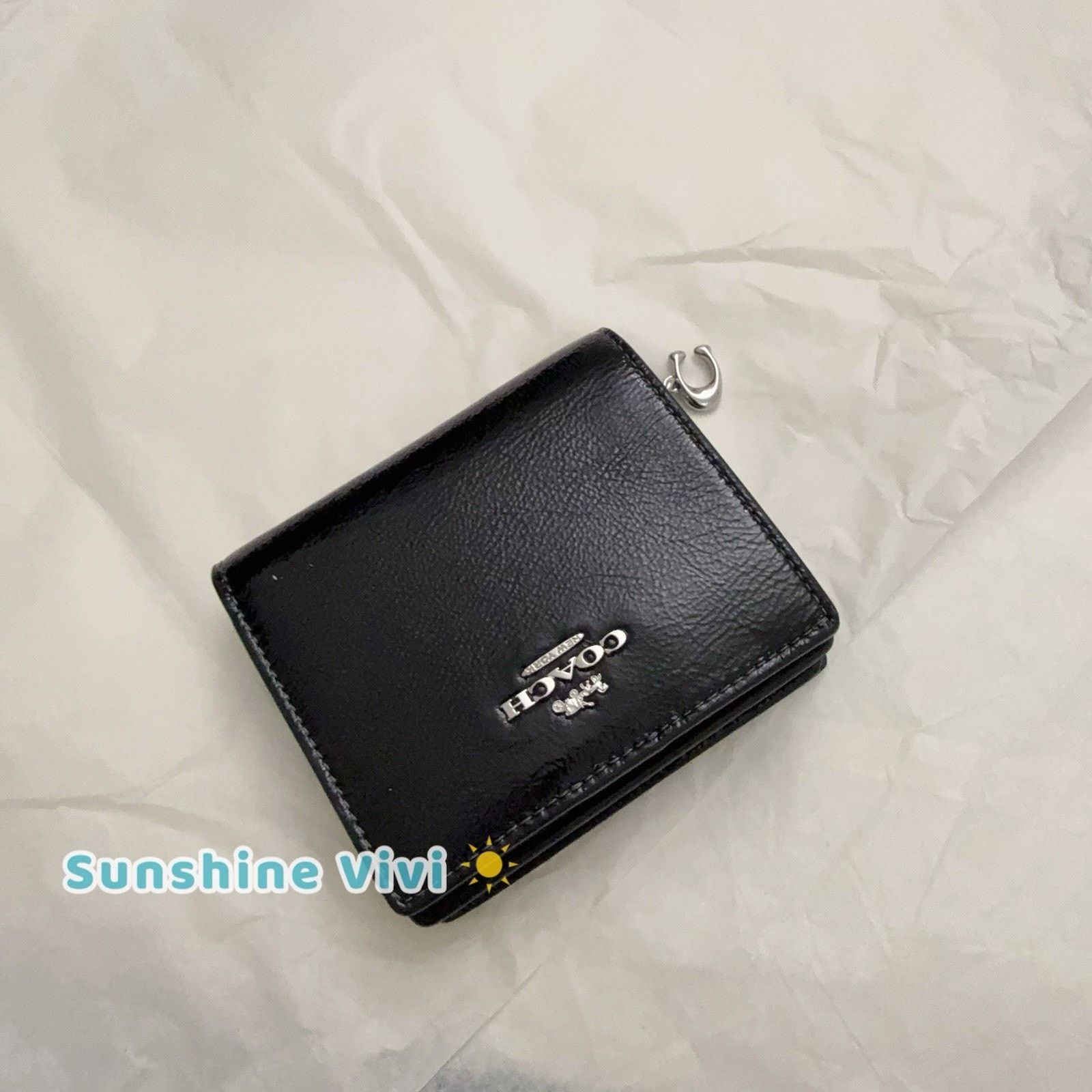 Coach NWT Coach Snap Wallet CCL79 Black Patent Leather w/C Charm Size ONE SIZE - 1 Thumbnail