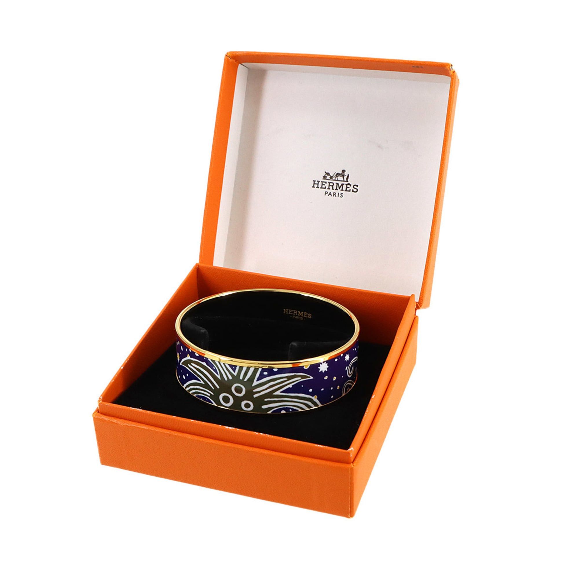 Hermes Hermes Email GM Bangle Bracelet Blue Gold Size ONE SIZE - 1 Thumbnail
