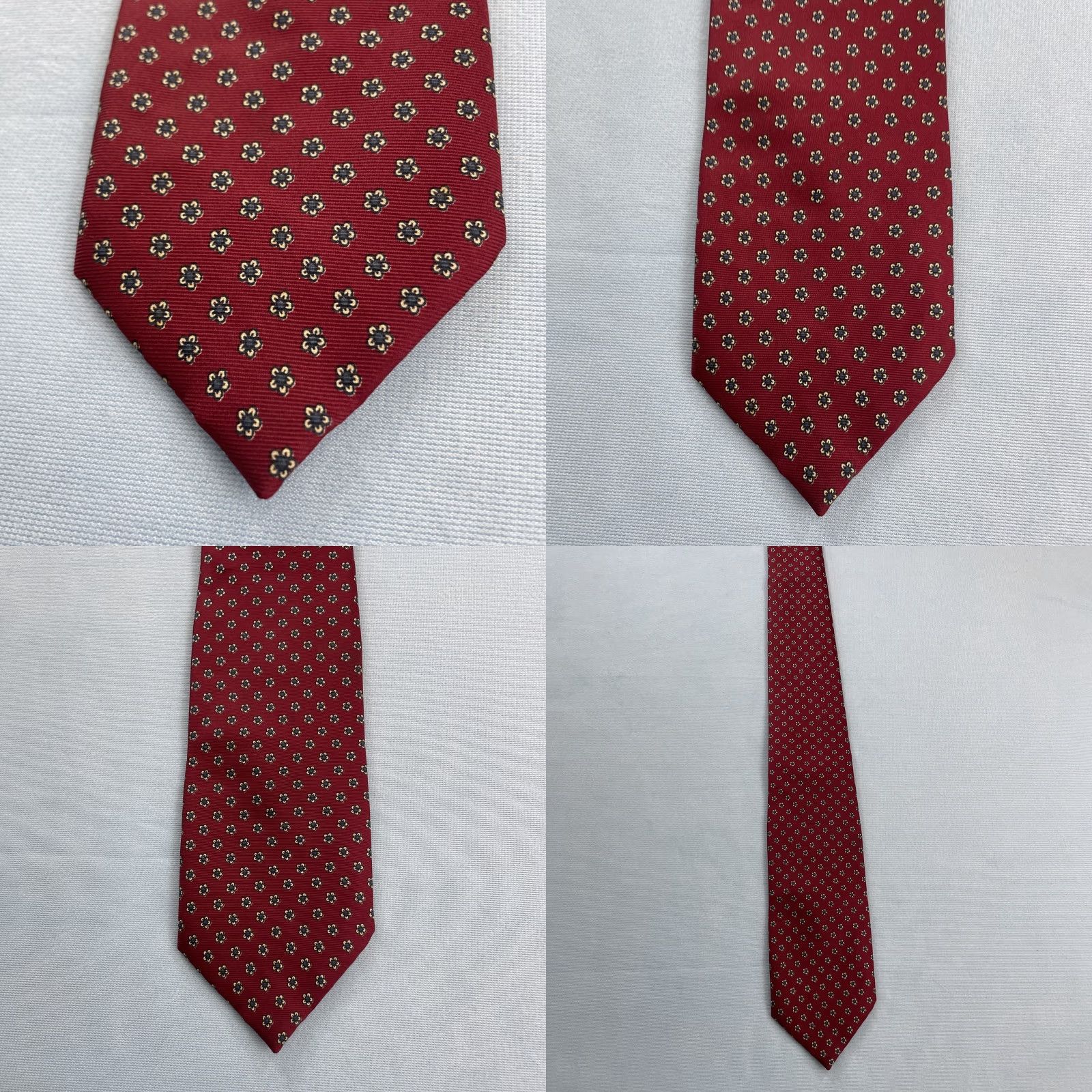 MCM VINTAGE Reed St. James Silk ITALY Tie 3x54 Short MCM Floral Medallion Red Necktie Classic 1970s 90s Macclesfield neat foulard Size US 35 - 8 Thumbnail
