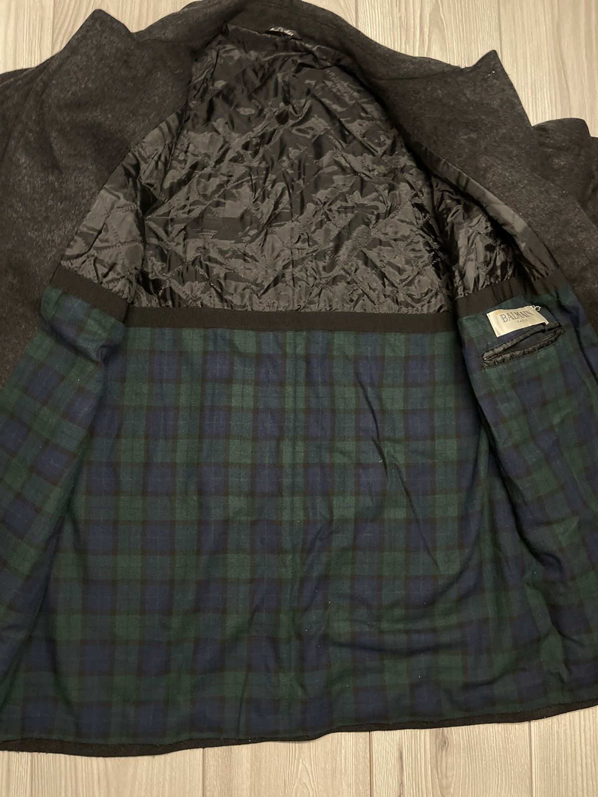 Balmain × Pierre Balmain Vintage Balmain Wool cashmere black gray coat Size US M / EU 48-50 / 2 - 3 Thumbnail