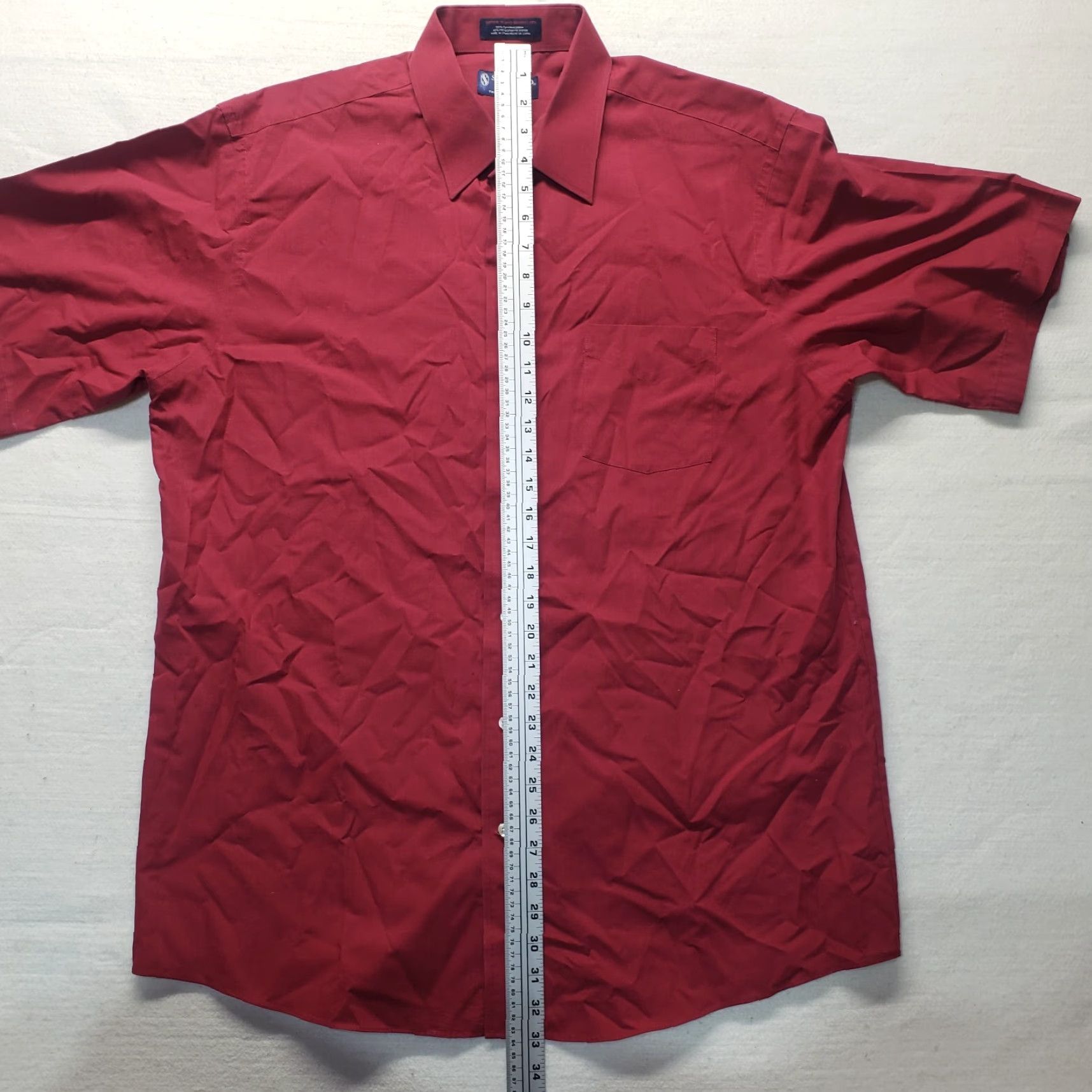 Stafford Stafford Dress Shirt Long Sleeve Red 17 Mens Button Up Solid Cotton Blend 55% Cotton 45% Polyester Regular Style Preppy Size US XL / EU 56 / 4 - 6 Thumbnail