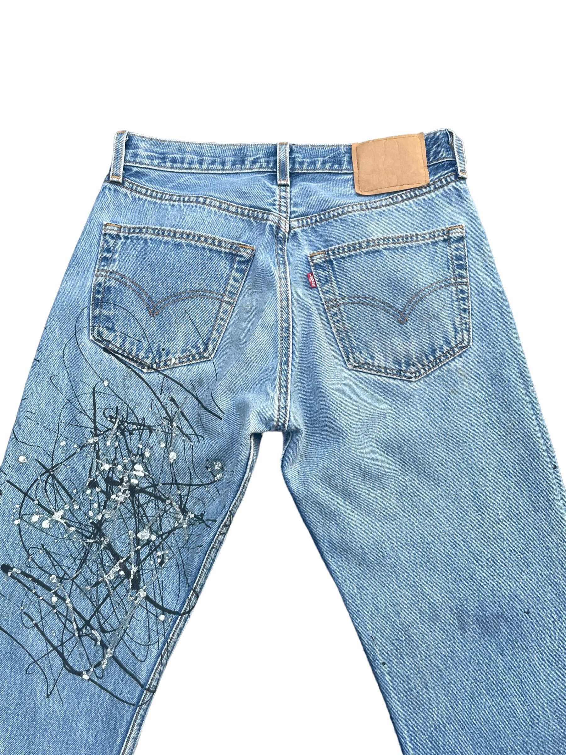 Levi's Vintage 1999 Levis 501 e Usa Art Paint Design Size US 30 / EU 46 - 4 Thumbnail