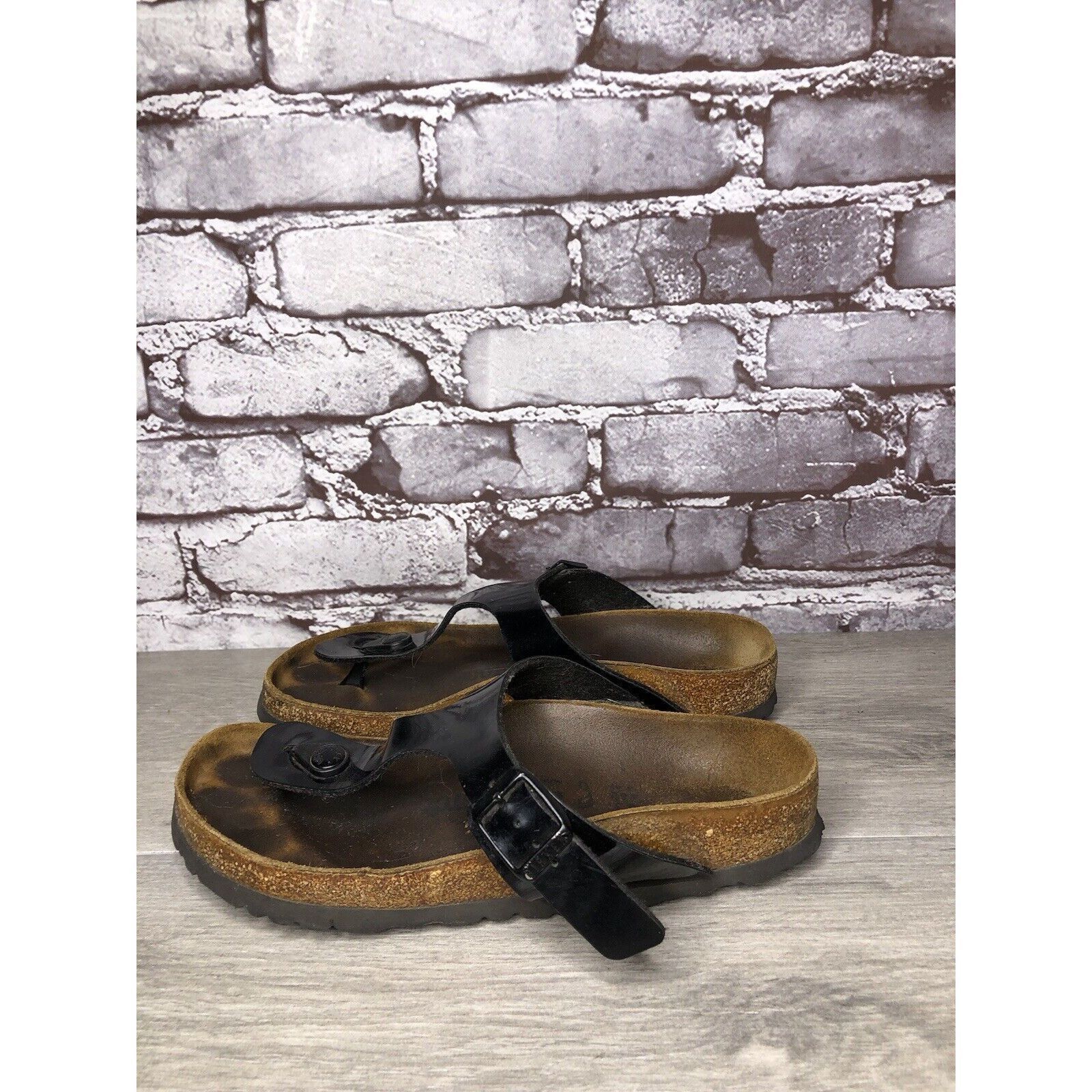 Birkenstock Birkenstock Gizeh Black Patent Leather Cork Strap Sandals Wo Size US 6.5 / IT 36.5 - 1 Thumbnail