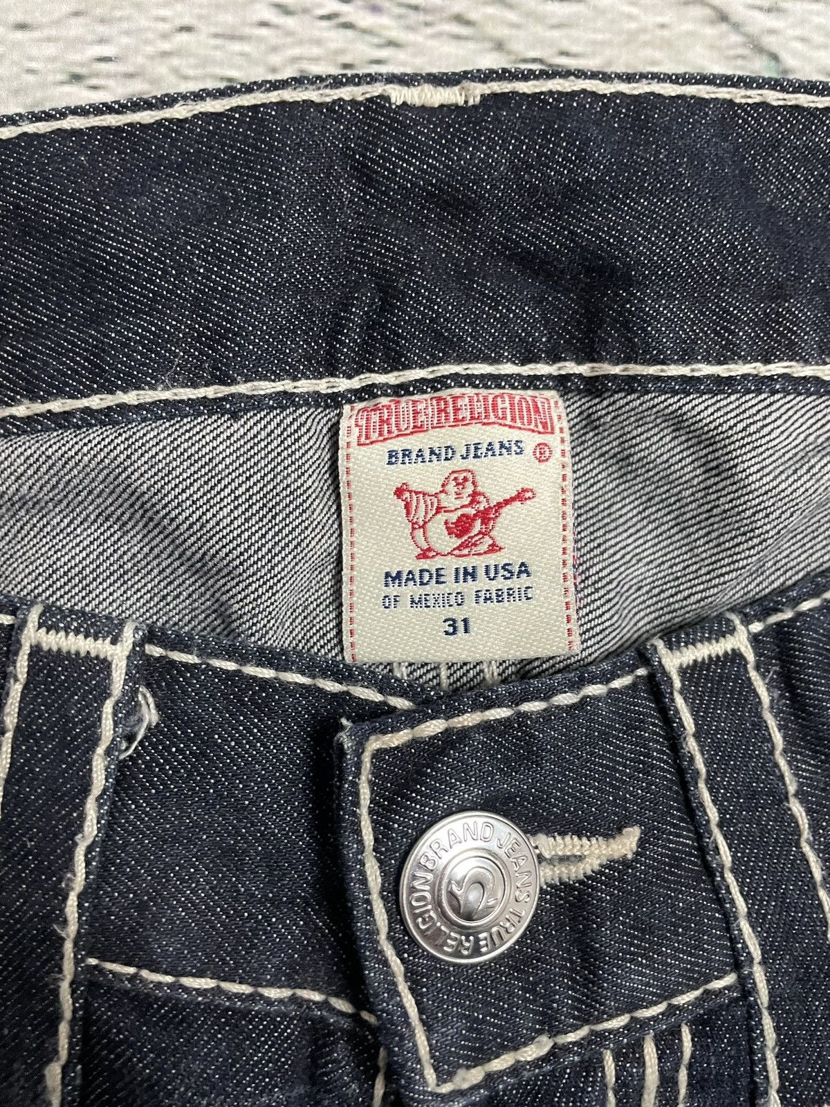 True Religion True Religion jeans navy blue white stitching straight Y2K Size US 31 - 6 Thumbnail