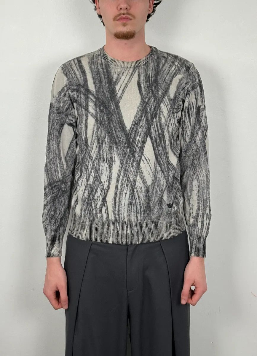 Emporio Armani AW2011 Emporio Armani White & Grey Abstract Pattern Sweater Size US M / EU 48-50 / 2 - 3 Thumbnail