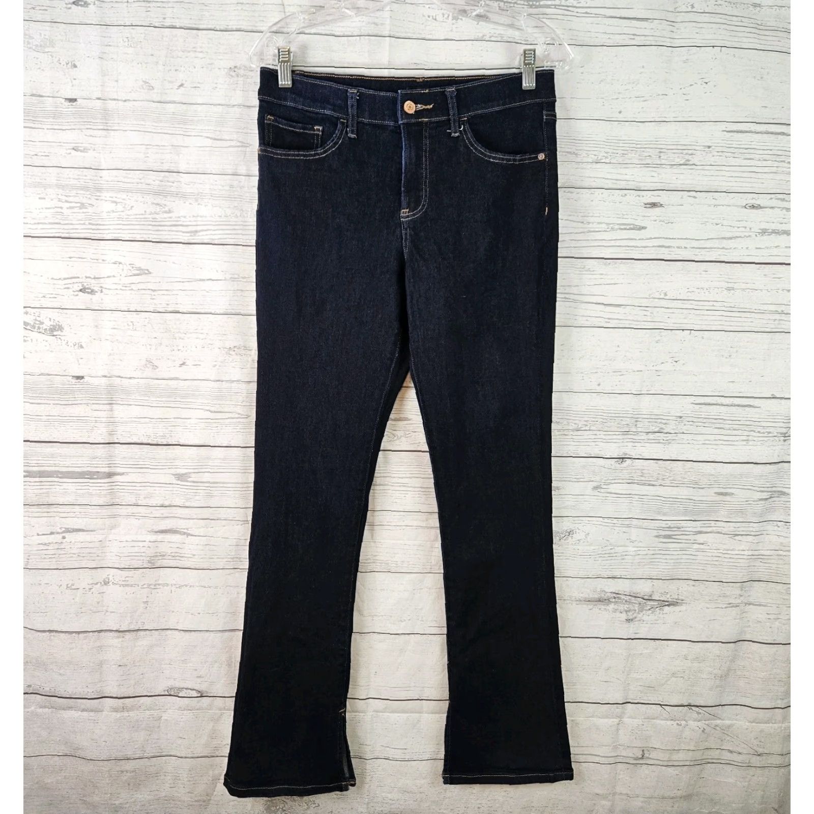 Express Express Womens Skyscraper Bootcut Jeans Sz 6 Blue Dark Wash Mid Rise Jeans Women Boots? Size 28" / US 6 / IT 42 - 2 Thumbnail
