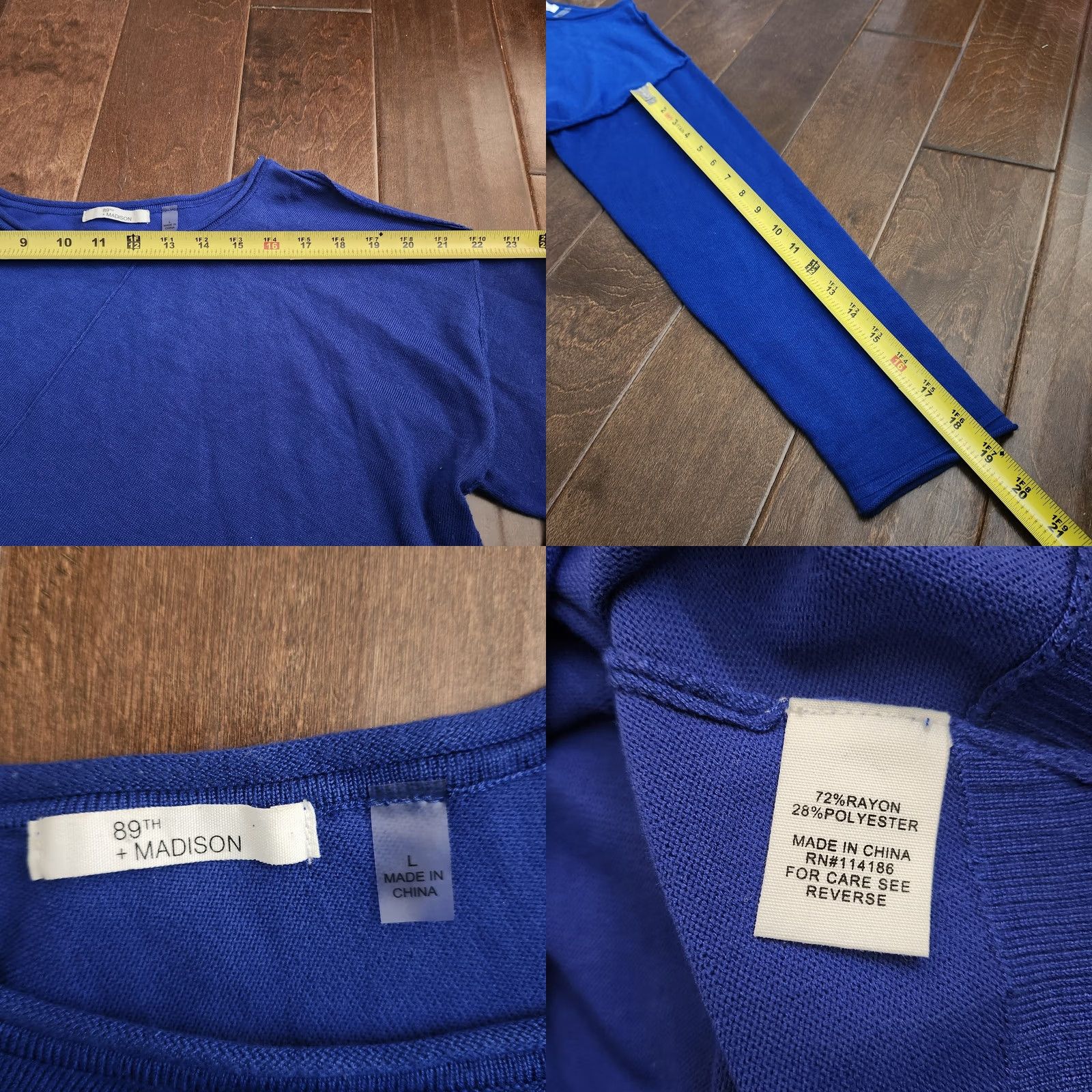 Vintage 89th + Madison Blue Knit Long Sleeve Pullover Sweatshirt Women's Large Crew Neck Bohemian Outdoor Casual Travel Sweater Size L / US 10 / IT 46 - 9 Thumbnail