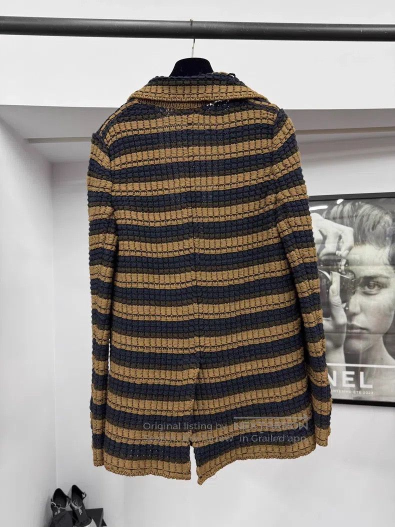 Chanel Chanel Station series khaki blue striped jacket Size XXS / US 00 / IT 34 - 3 Thumbnail