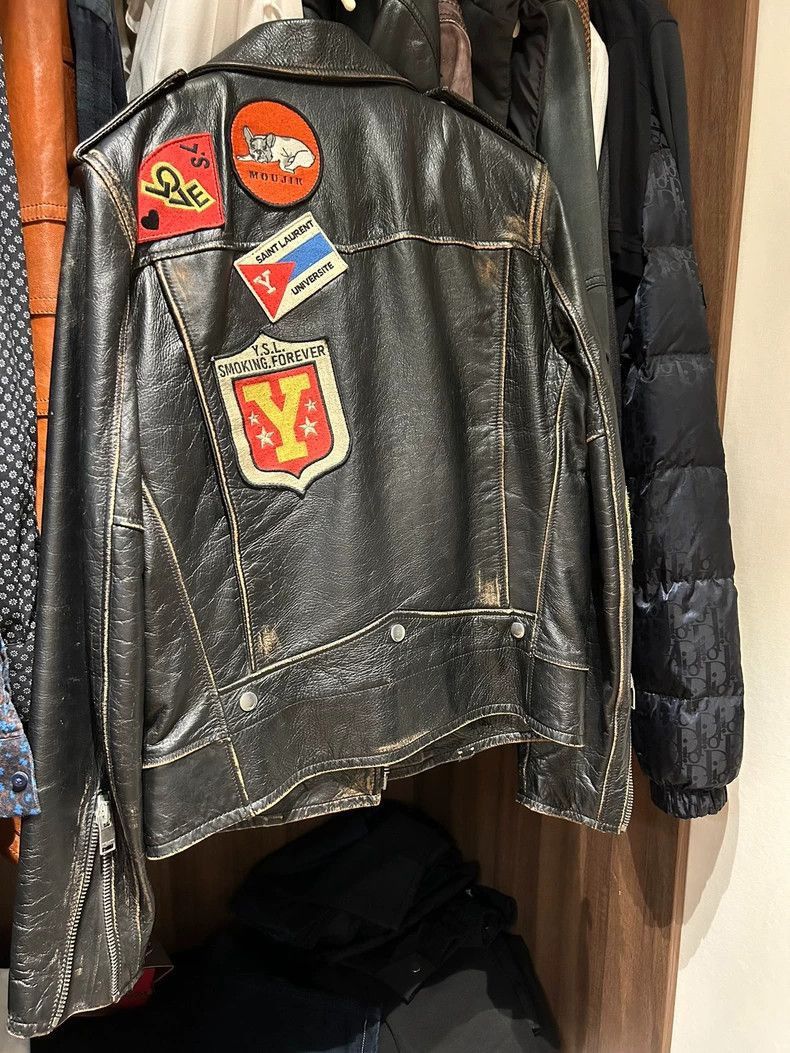 Saint Laurent Paris Saint Laurent Leather Jacket with Patches- Size US M / EU 48-50 / 2 - 8 Thumbnail