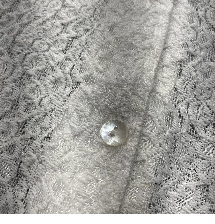 Handmade × Vintage Vintage shear Ivory Lace Polyester Button Shirt Size US XL / EU 56 / 4 - 2 Thumbnail