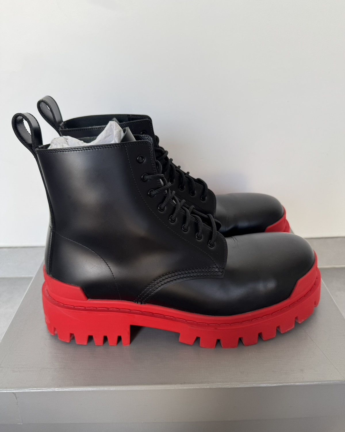 BALENCIAGA Red/Black Strike Boots