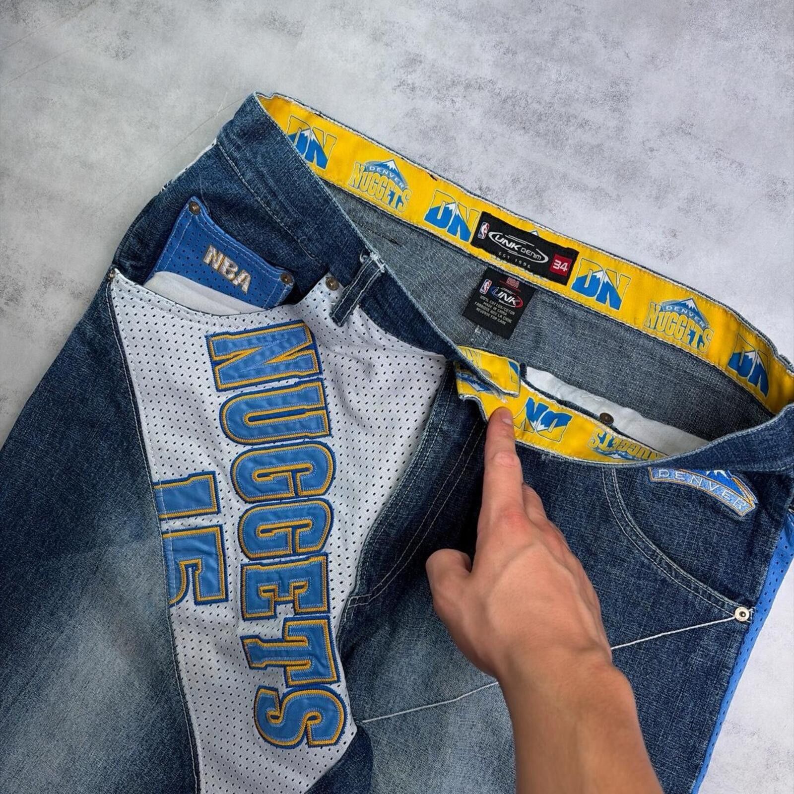 NBA Vintage Link NBA UNK Denver Nuggets Anthony 15 Baggy Jeans Size US 34 / EU 50 - 5 Thumbnail