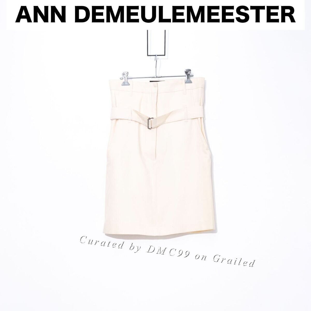 Ann Demeulemeester Wool Belt Skirt in White, Women's (Size 38)