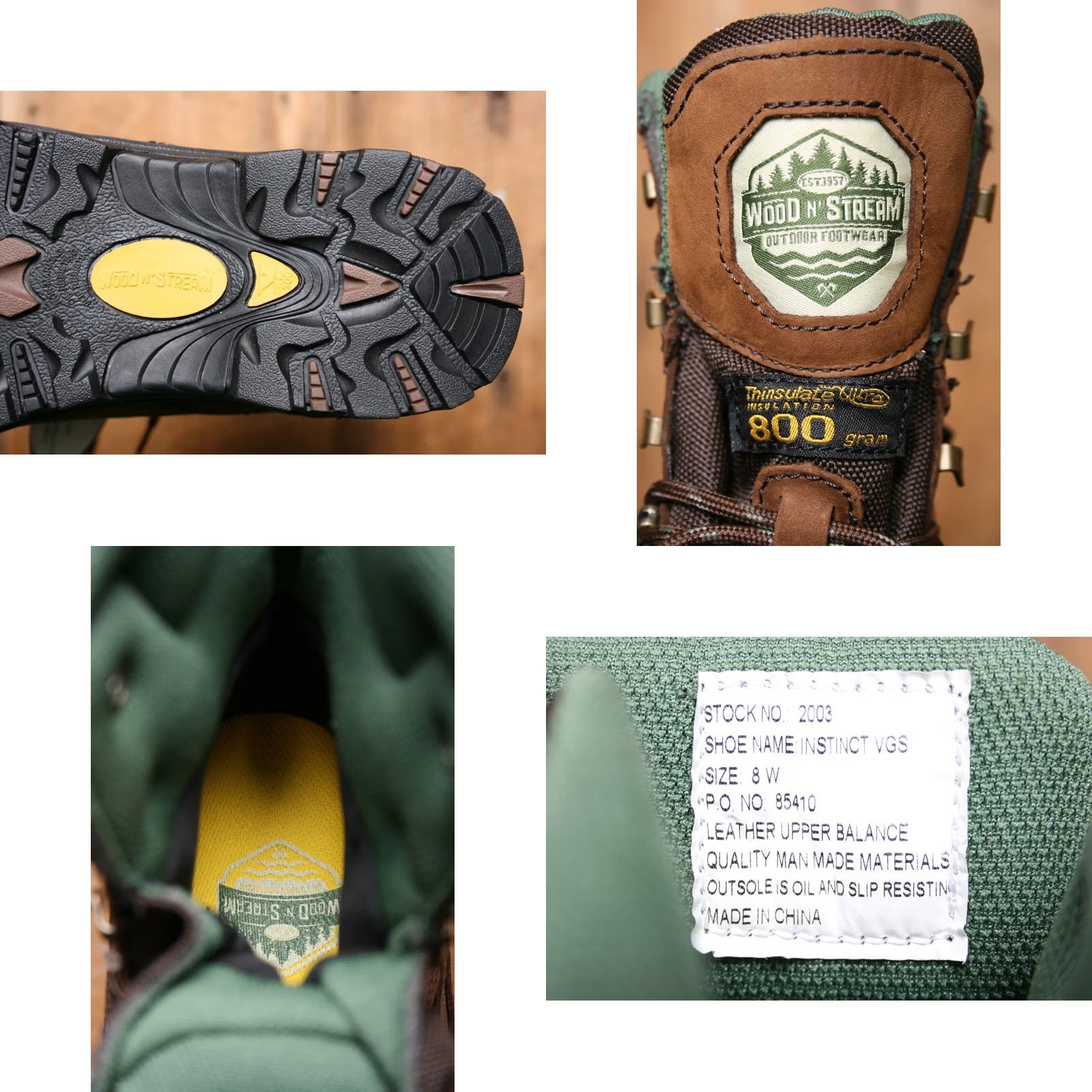 Vintage WOOD N' STREAM Instinct VGS 800g Insulated Boots Men's Sz. 8W Brown Leather Cordura Waterproof Hiking Boot Size US 8 / EU 41 - 8 Thumbnail