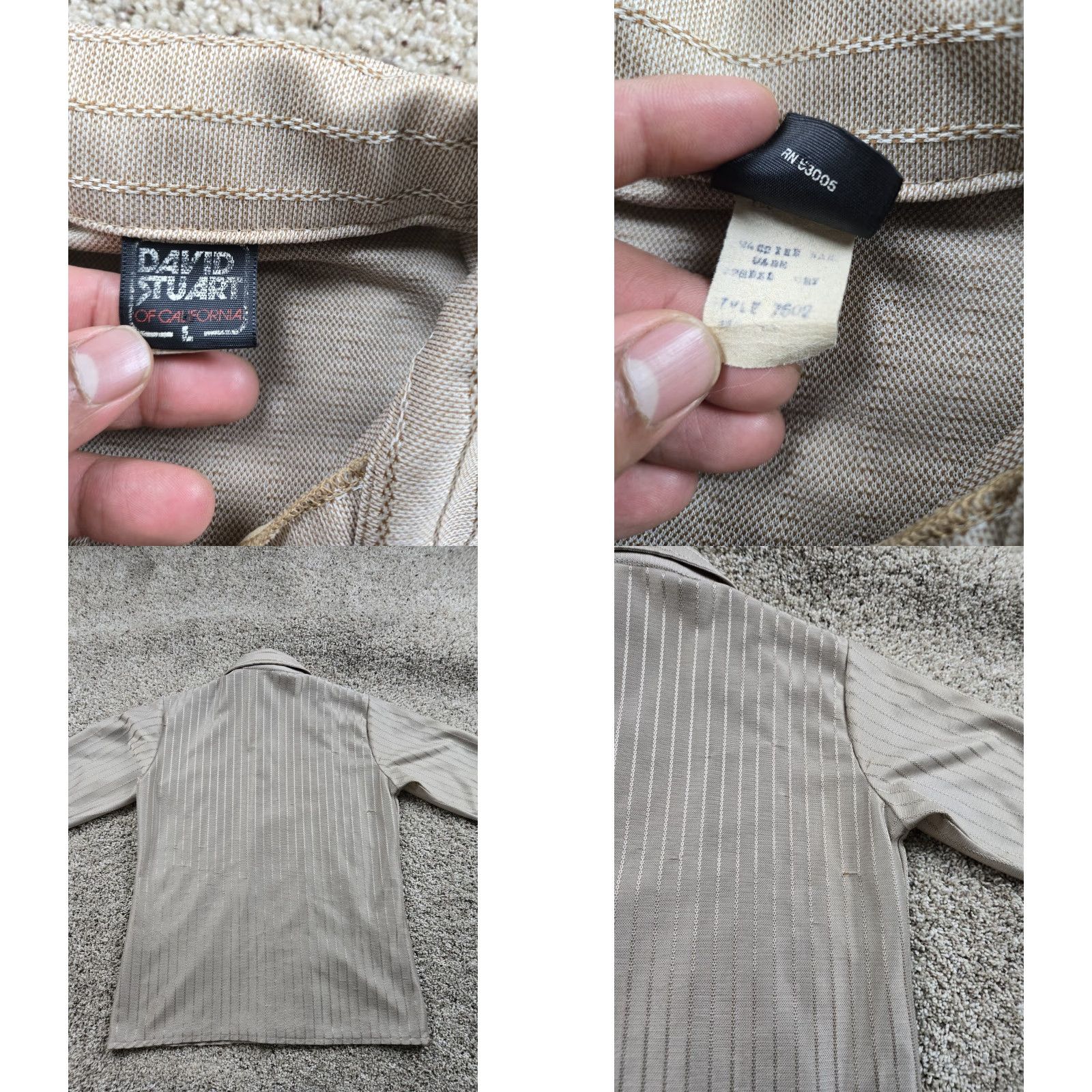 Vintage VINTAGE David Stuart Shirt Large Brown Stripe Point Collar Long Sleeve Disco 70s Size US L / EU 52-54 / 3 - 8 Thumbnail