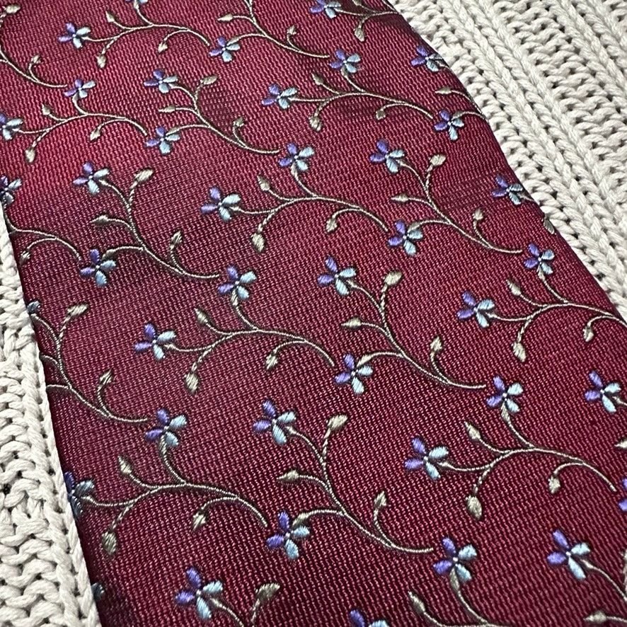 Barneys New York Barneys maroon floral motif silk tie Size ONE SIZE - 2 Thumbnail