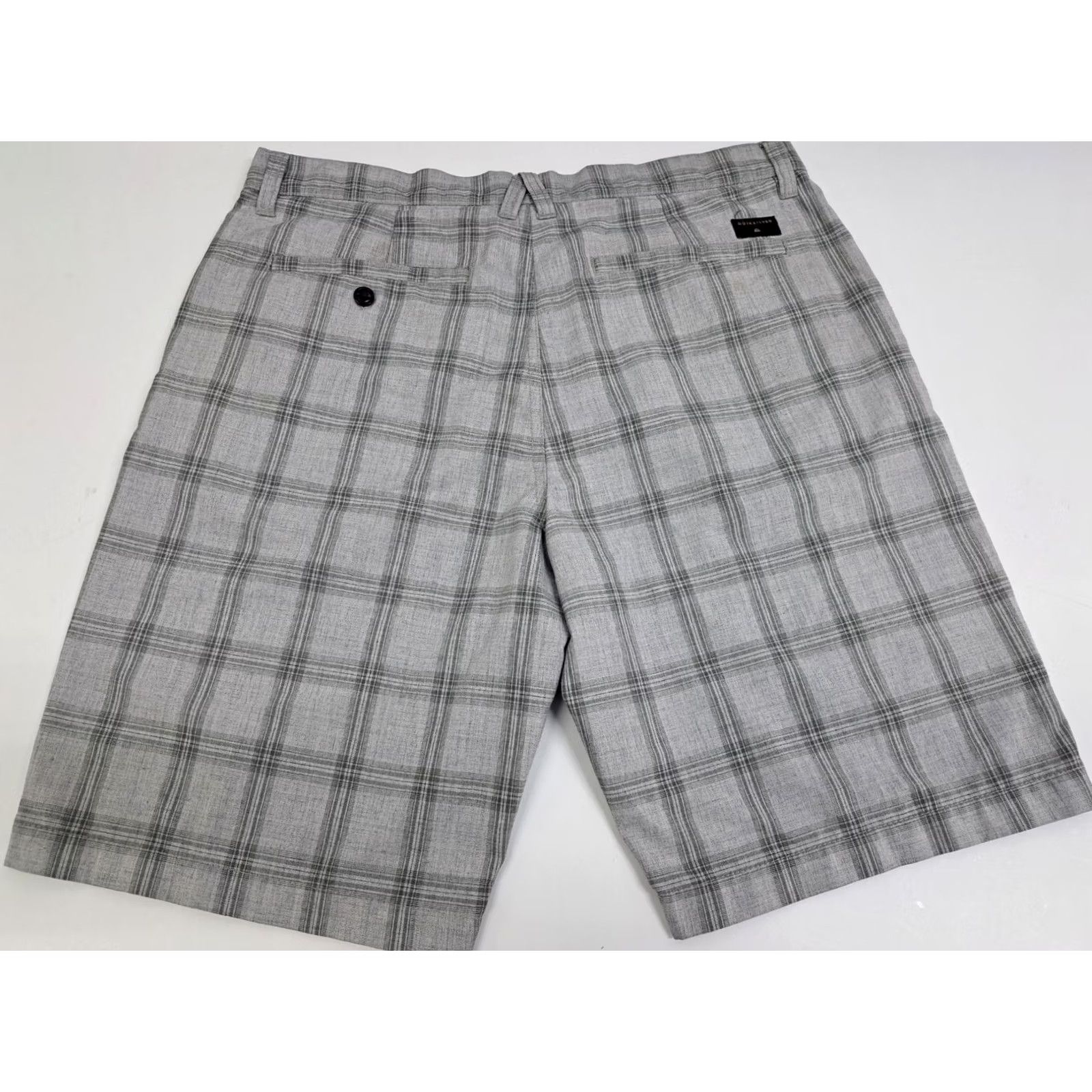 Vintage Quiksilver Shorts Chino Regular Mens 32 Grey Striped Logo Embroidered Pocket 9in Inseam Canvas Button Fly Size US 32 / EU 48 - 3 Thumbnail