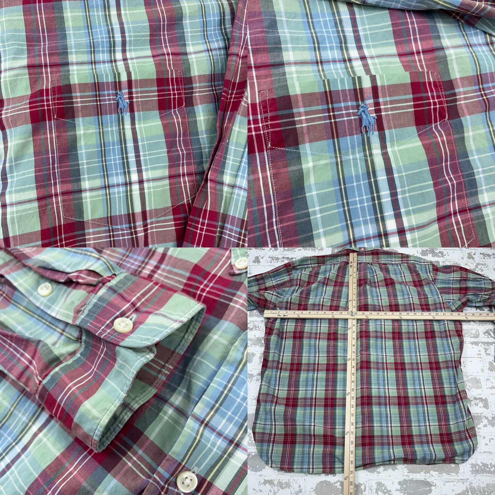 Ralph Lauren Ralph Lauren Shirt Men XL Green Plaid Button-Up Dress Shirt Mcmeel Poplin Pocket Shirt Size 46R - 8 Thumbnail