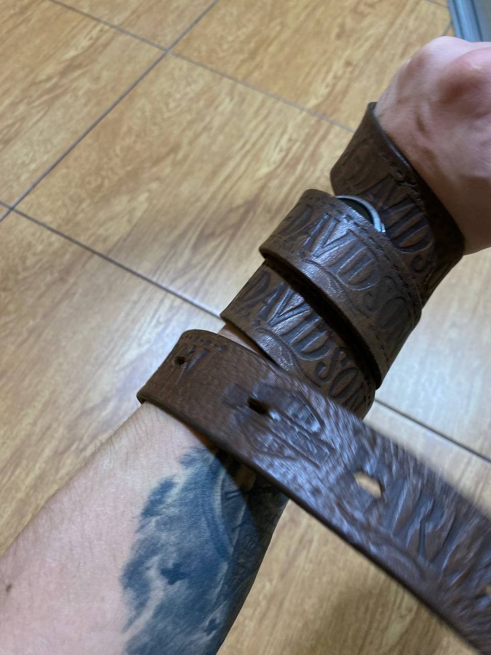 Harley Davidson Belt brown Vintage Harley Davidson big logo Streetwear Y2K Size ONE SIZE - 3 Thumbnail