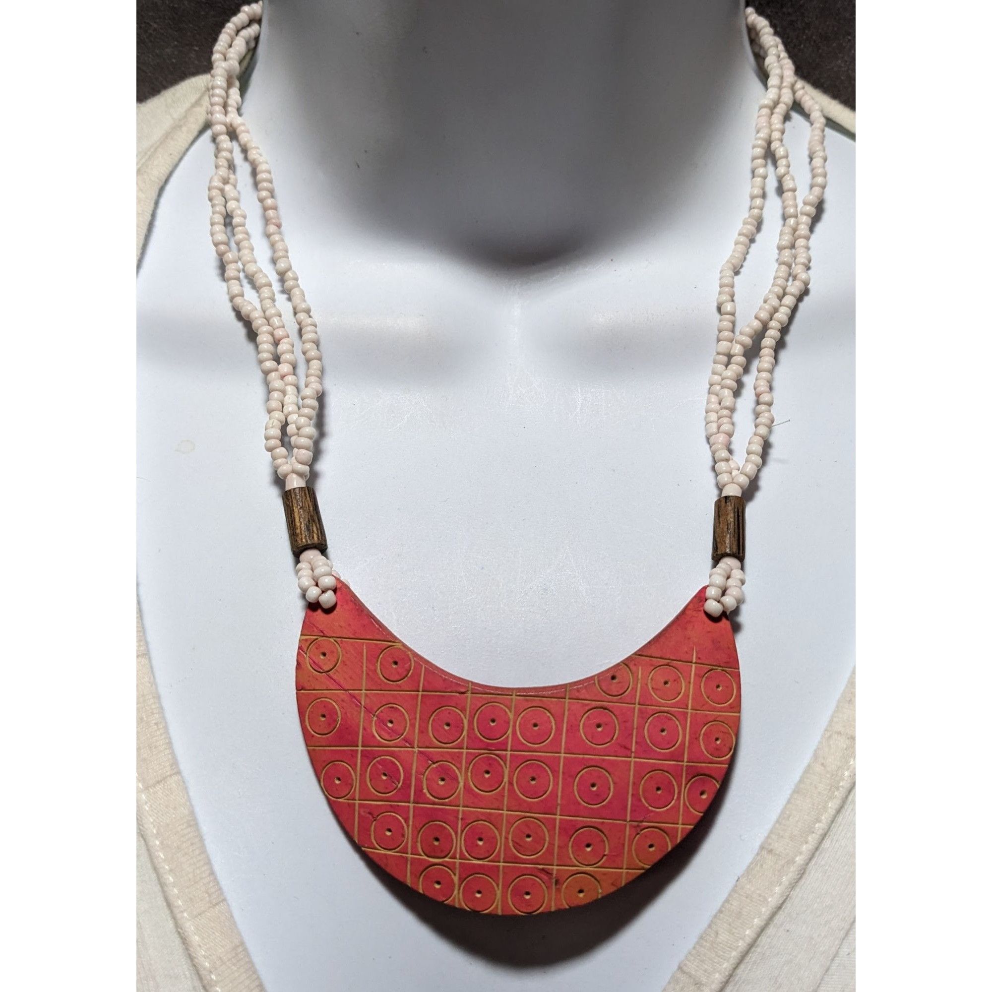 Other Beaded Necklace With Geometric Pendant In Pink & White Size ONE SIZE - 8 Thumbnail