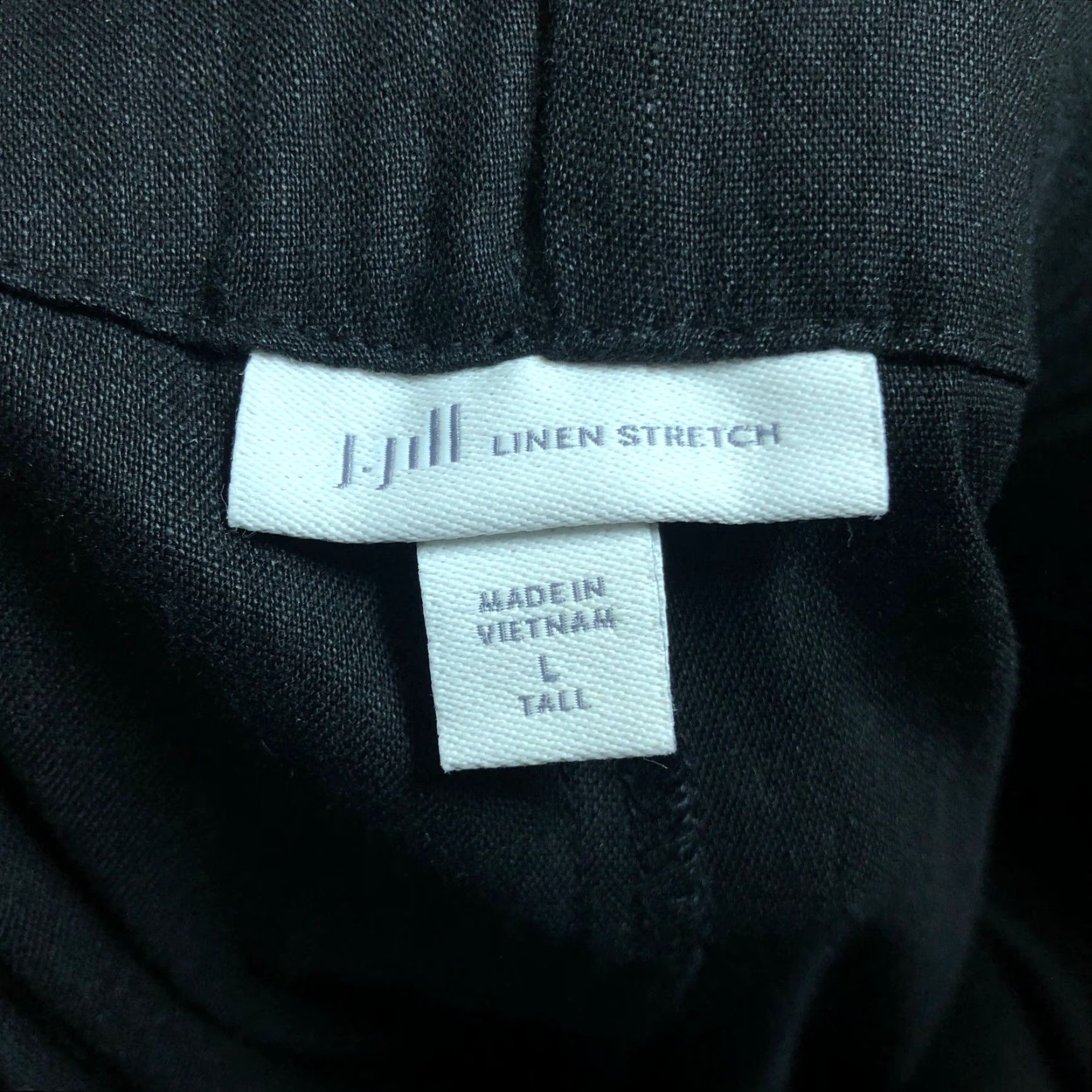 J. Jill J. Jill Womens Pants Black High Rise Pull On Linen Blend Stretch Large Tall Pants Knit/Canvas Straight Inseam 28.5 in Mens Women Girls Boys Size 36" / US 14 / IT 50 - 4 Thumbnail