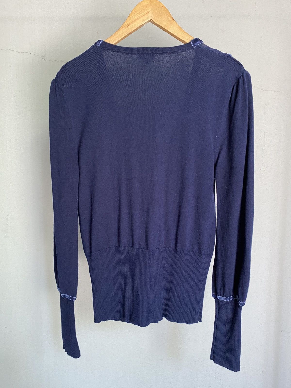 Kenzo KENZO Blue V-Neck Cardigan with Embroidered Trim. Size ONE SIZE - 12 Thumbnail