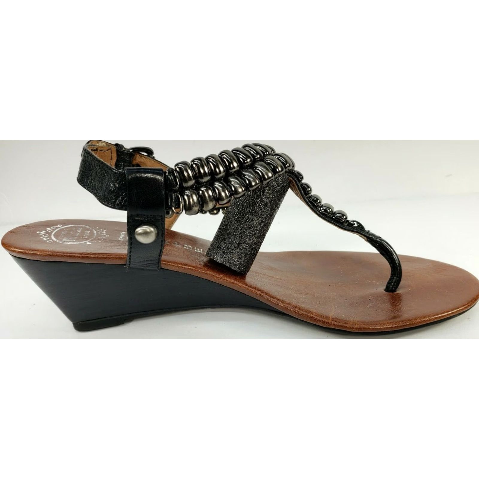 Jeffrey Campbell JEFFREY CAMPBELL Ibiza Last T Strap Sandals Black Leather Studs Wedge Size 8.5M Womens Size US 9 / IT 39 - 3 Thumbnail