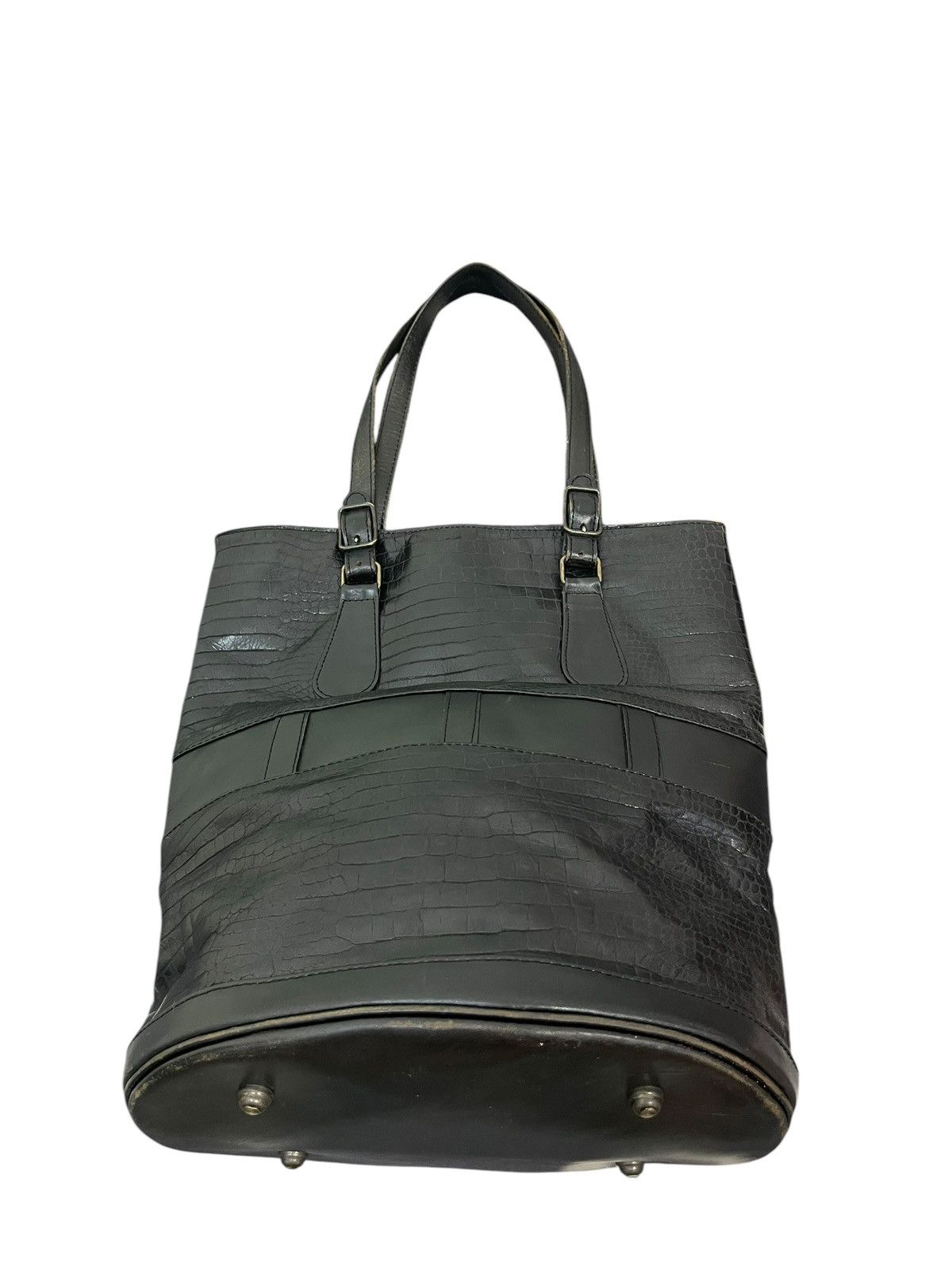 Genuine Leather Crocodile Embossed Pozzo Kaori Bucket Tote Shoulder Bag 1🟩6 Size ONE SIZE - 5 Thumbnail