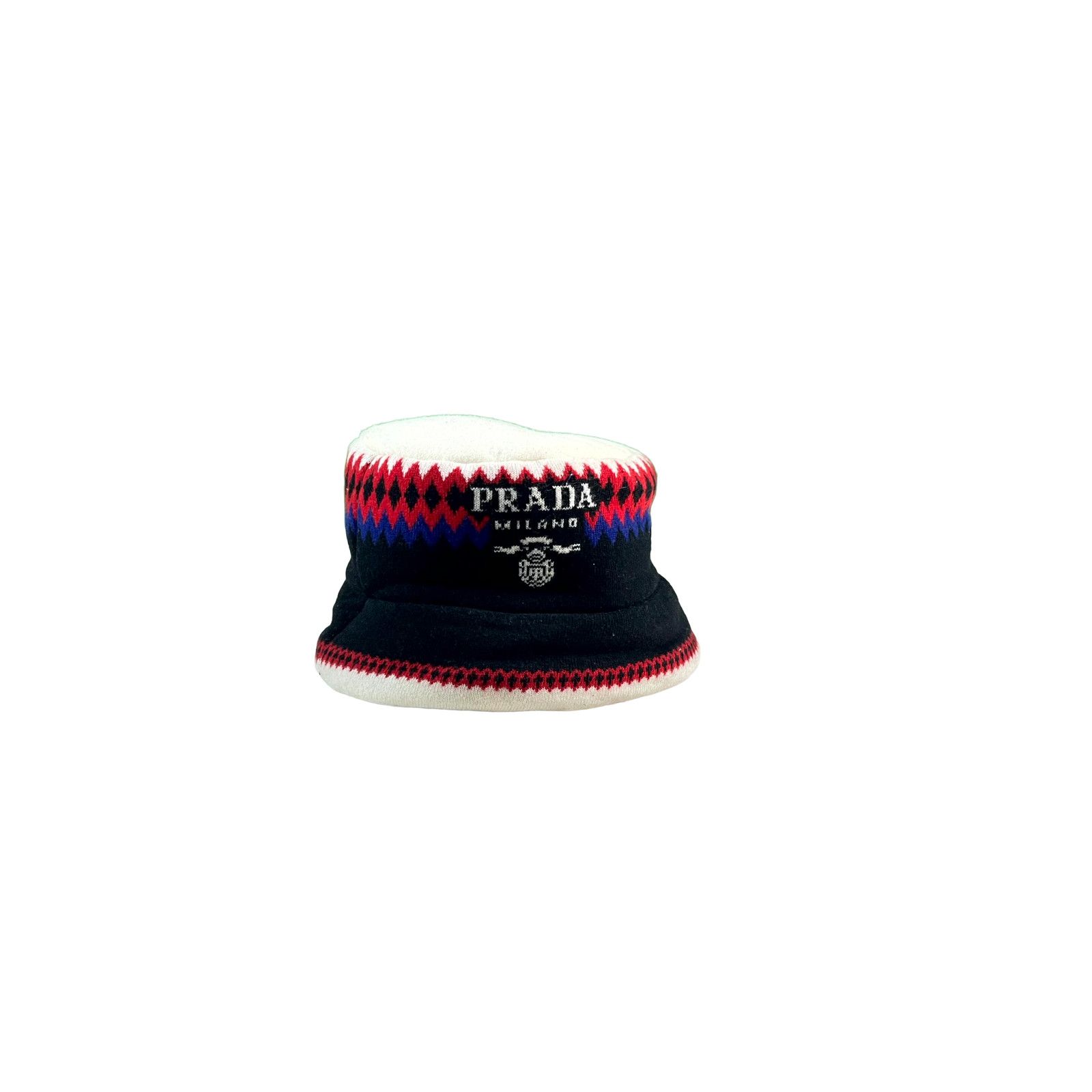 Prada Prada Knitted Bucket Black, Red & Blue Cap Size 32 - 1 Thumbnail
