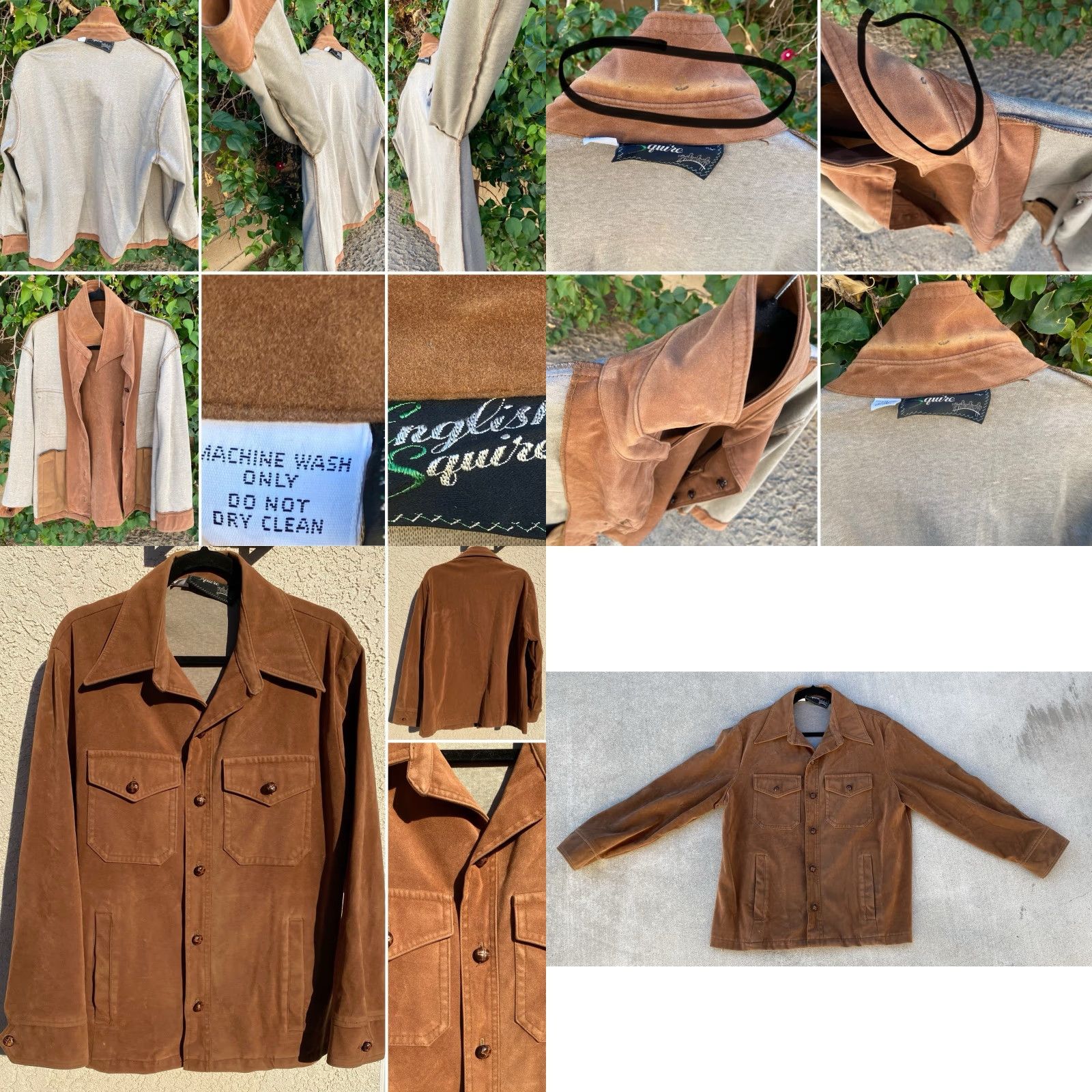 Vintage VINTAGE English Squier Jacket Shirt Shacket Western Cowboy Hippie Suede Look Brown XL Men Size US XL / EU 56 / 4 - 8 Thumbnail