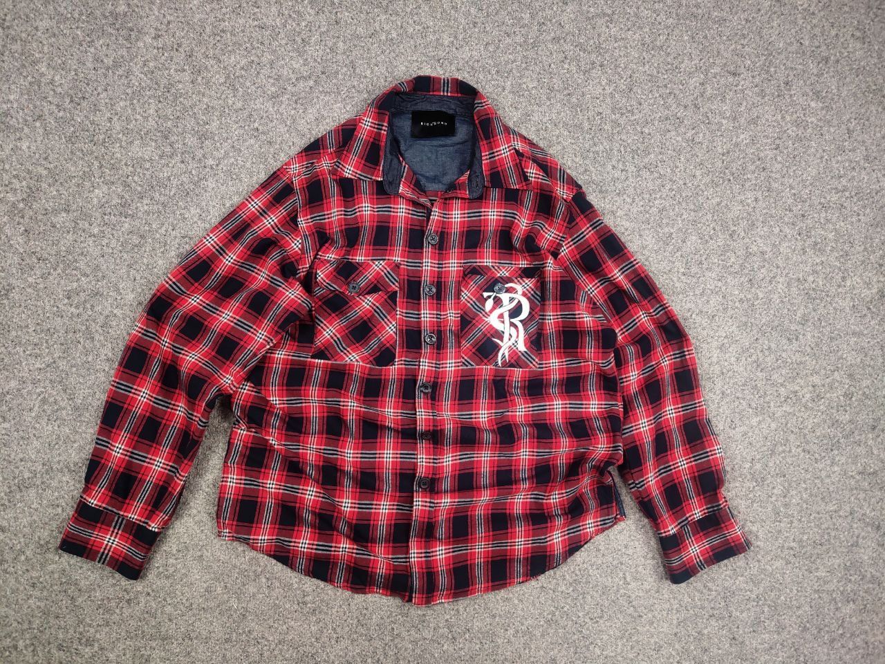 John Richmond John Richmond Design Oversized Red Black Check Flannel Shirt Size US XL / EU 56 / 4 - 8 Thumbnail