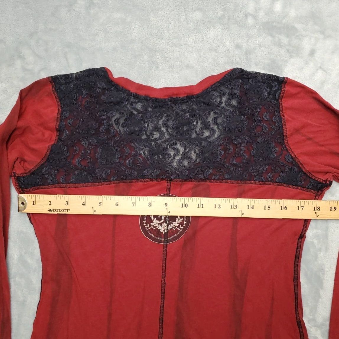 Etro VINTAGE Crash And Burn Shirt Womens L Red Lace Gothic Y2K Retro Grunge TEE Womens Size L / US 10 / IT 46 - 8 Thumbnail