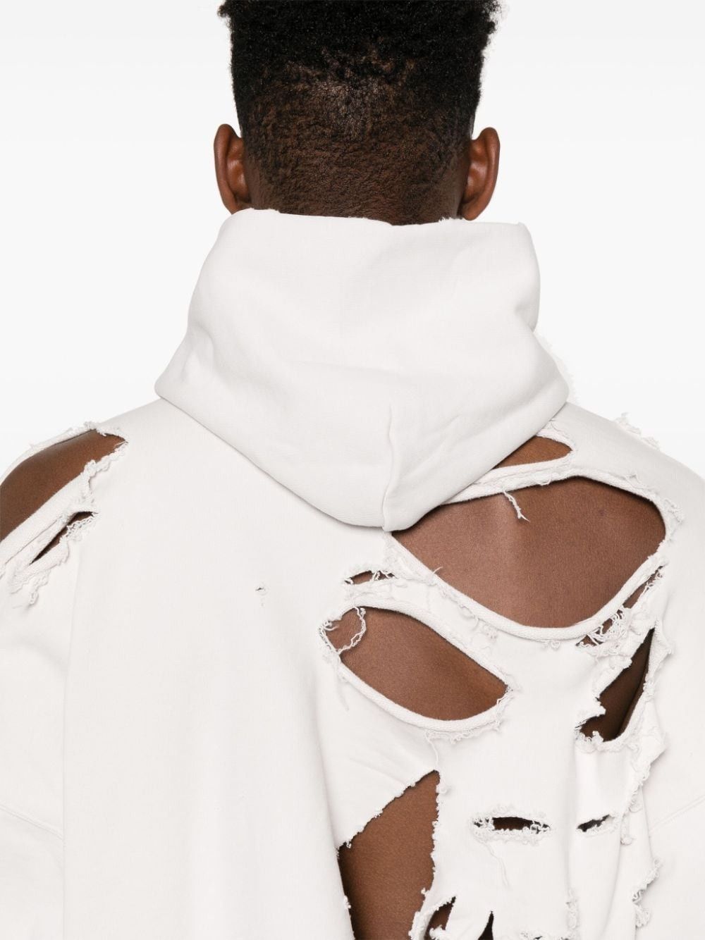 Balenciaga o1tr1nto0725 Mirror Torn Hoodie Large Fit in Off White Size US S / EU 44-46 / 1 - 6 Thumbnail