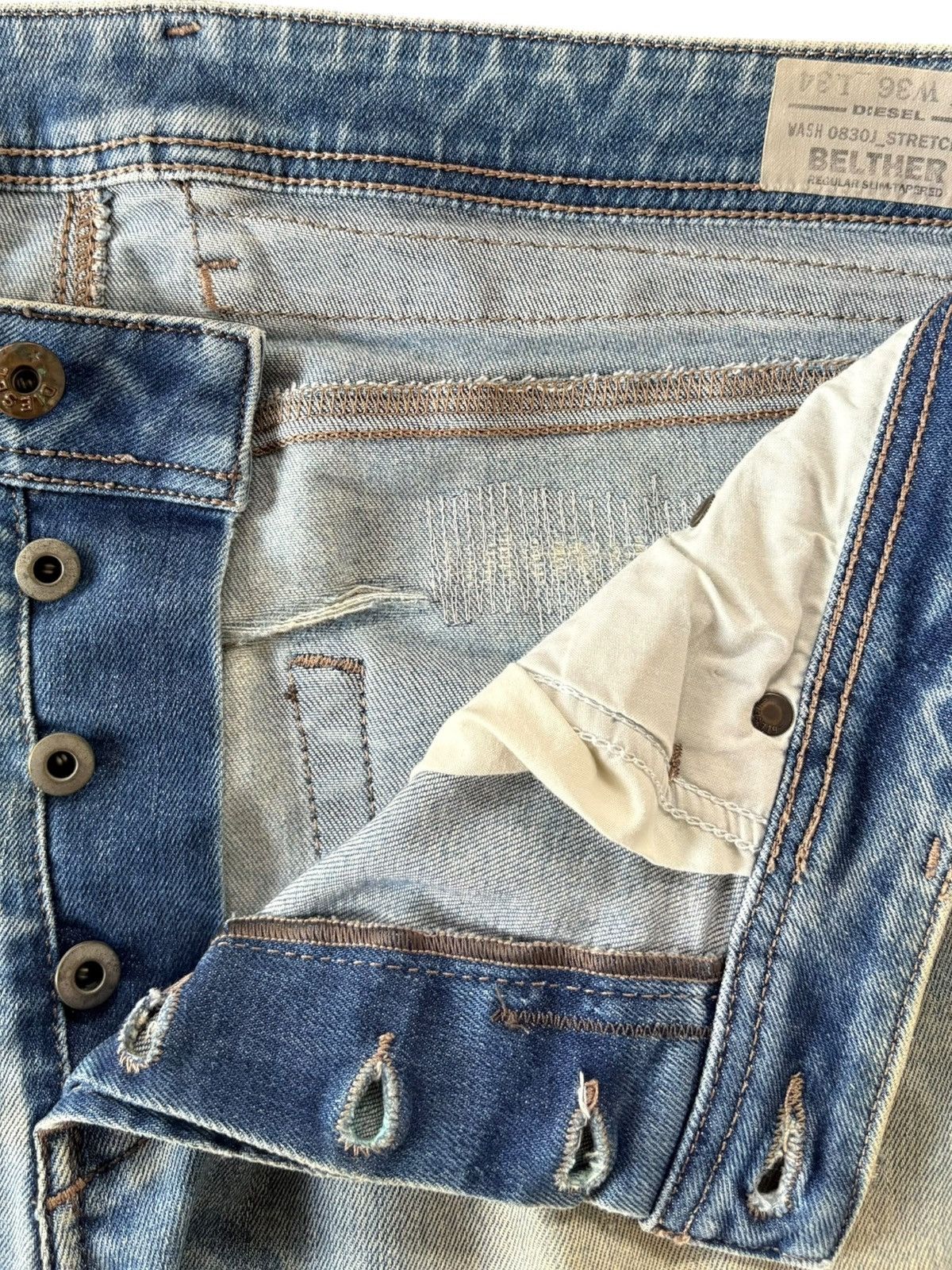 Diesel Vintage Italy Diesel Belther Mud Wash Distressed Jeans Size US 37 - 5 Thumbnail