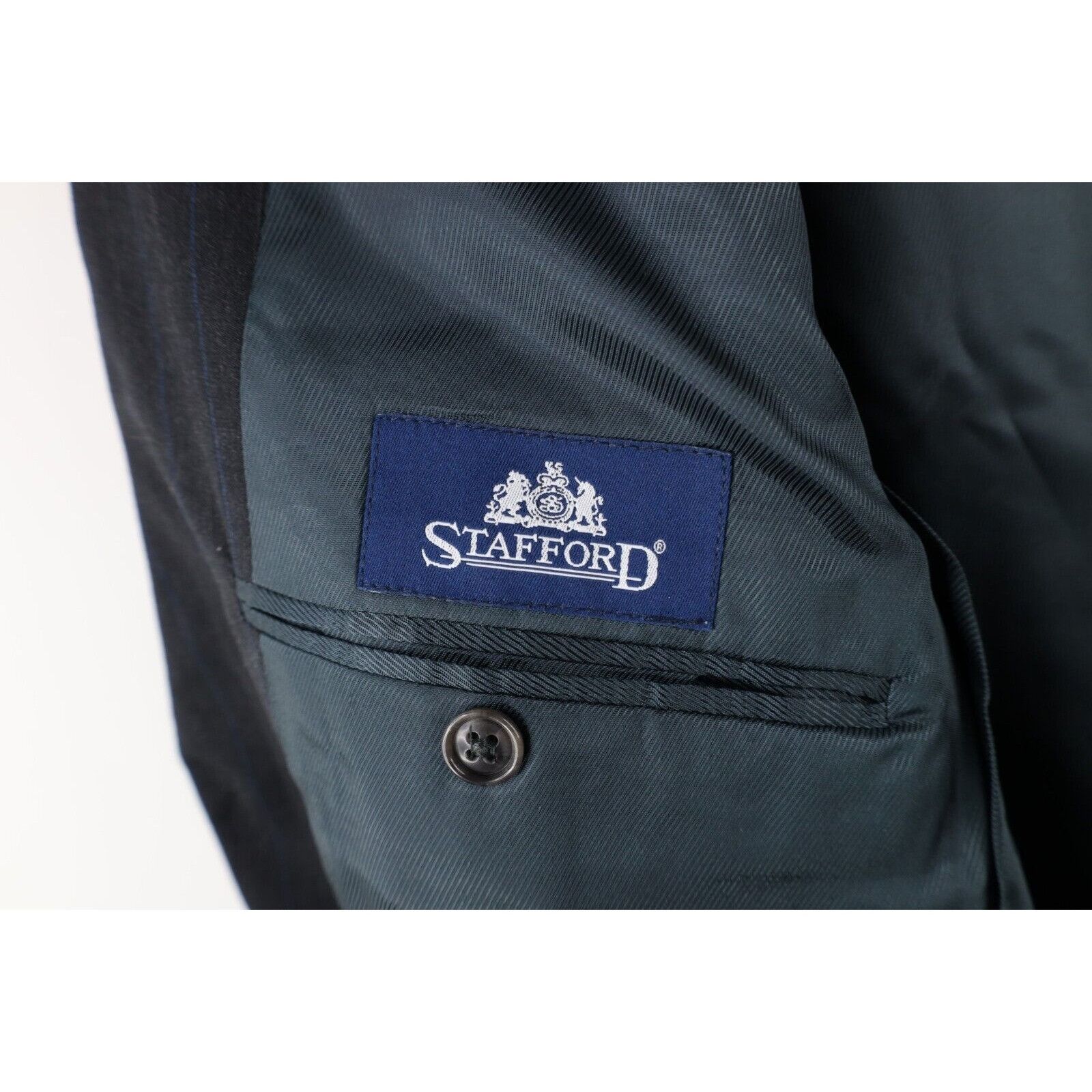 Stafford × Vintage New Stafford Pinstriped Wool Cashmere 2 Button Suit Jacket Size US L / EU 52-54 / 3 - 11 Thumbnail