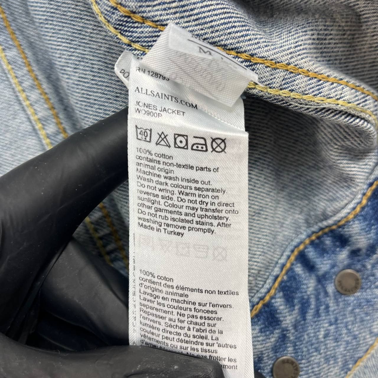 Allsaints AllSaints Womens Cropped Denim Jacket Blue Acid Wash Size M Size US M / EU 48-50 / 2 - 6 Thumbnail
