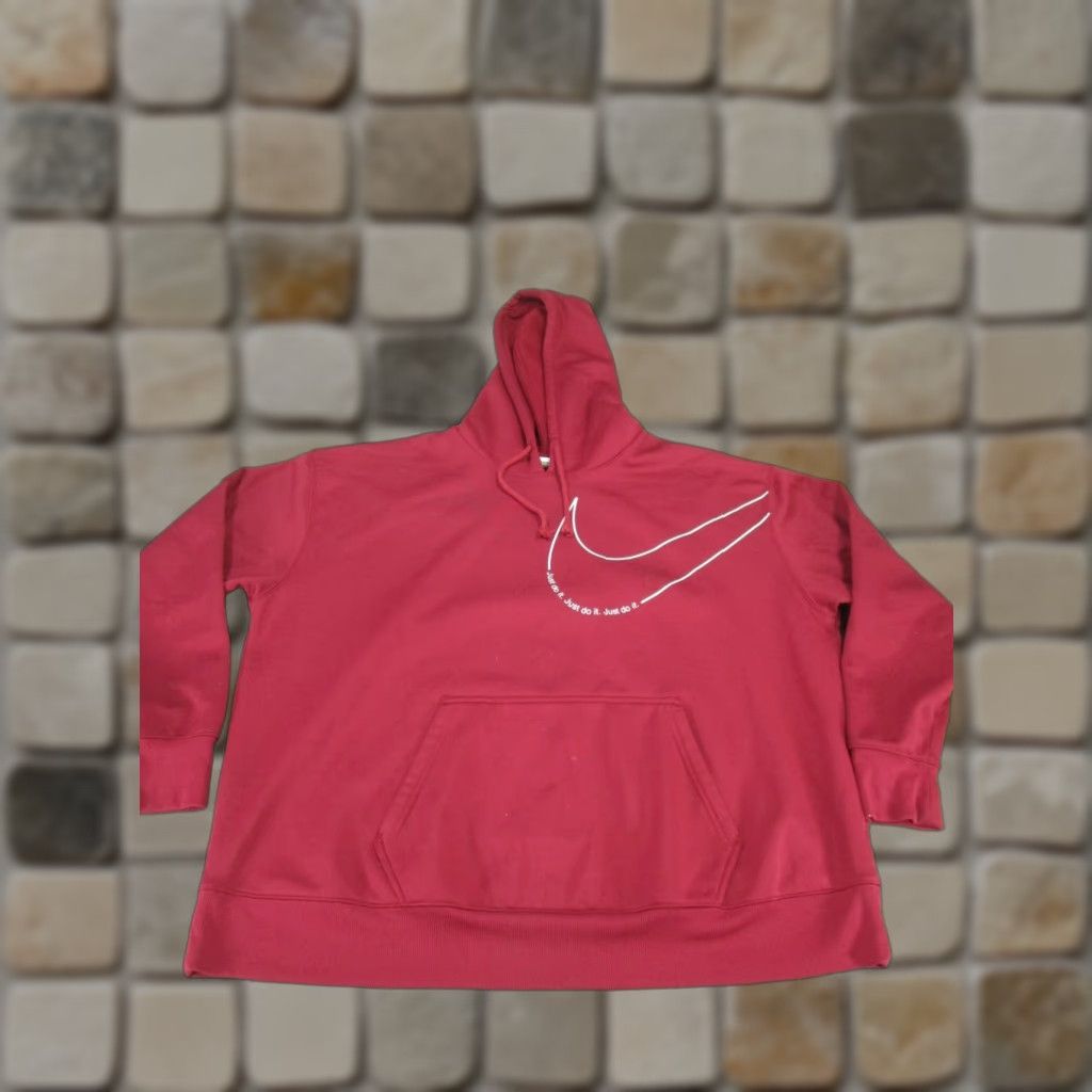 Nike VINTAGE Nike Hoodie Shirt Mens 1X Red Pullover Therma Fit Fleece Hooded Sweatshirt Mens Size US XL / EU 56 / 4 - 1 Thumbnail