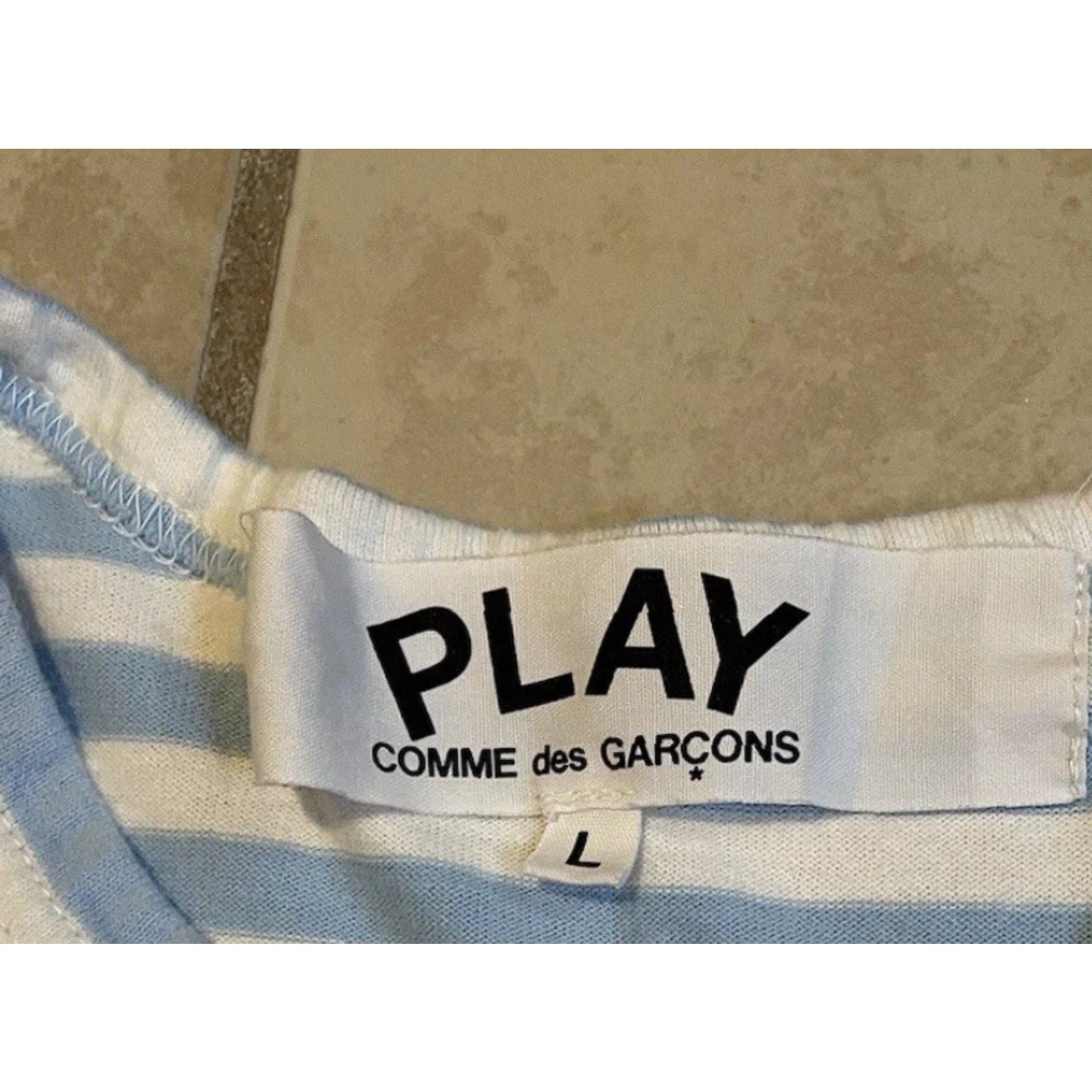 Comme des Garcons Girl VINTAGE Comme Des Garcons PLAY Striped Shirt L Womens Long Sleeve T-Shirt White Blue Beach Surf Nautical Designer 90s Size L / US 10 / IT 46 - 4 Thumbnail
