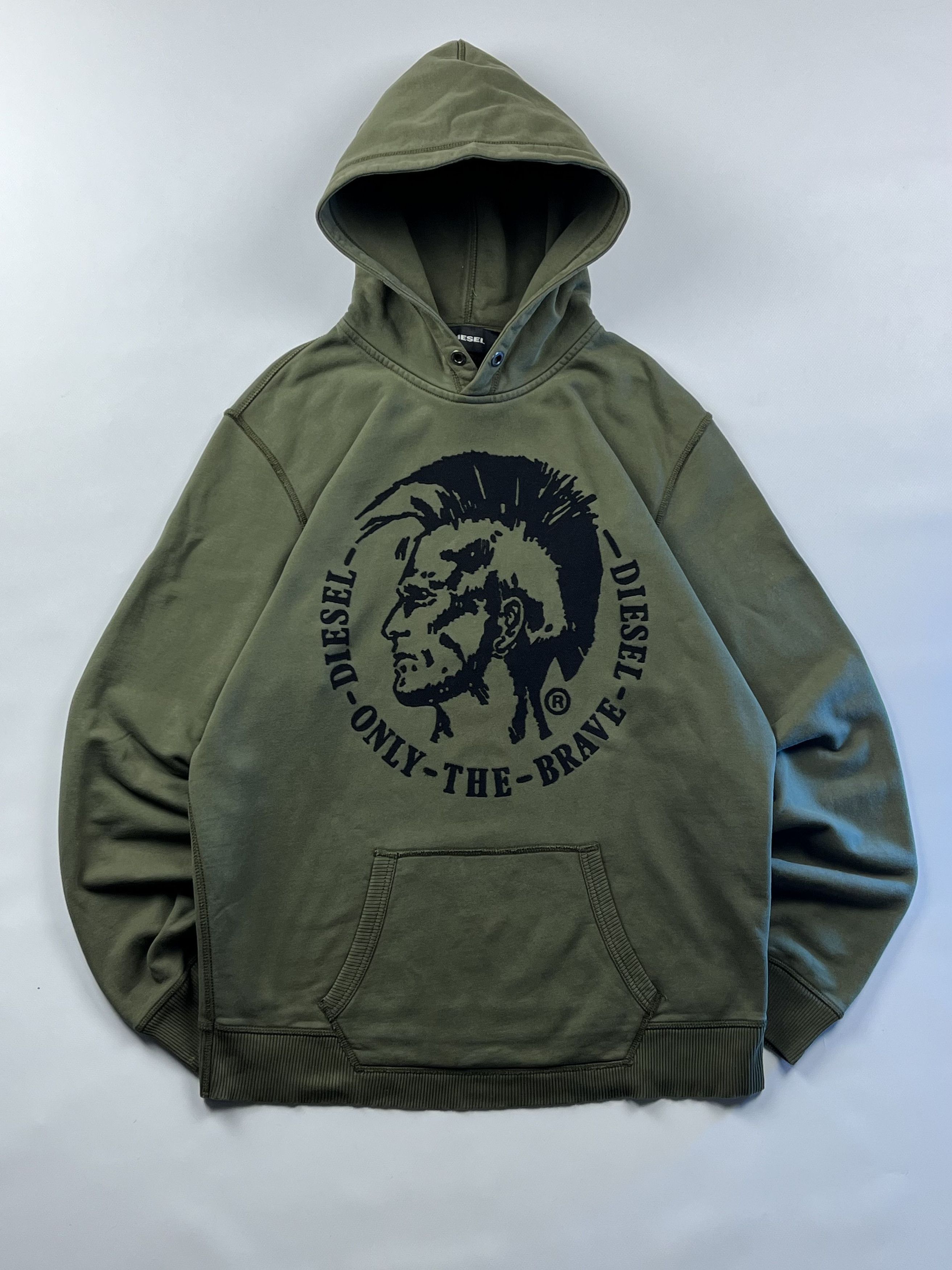 Diesel × Vintage Diesel Olive Green Hoodie - Iconic Mohawk Logo Size US L / EU 52-54 / 3 - 2 Thumbnail