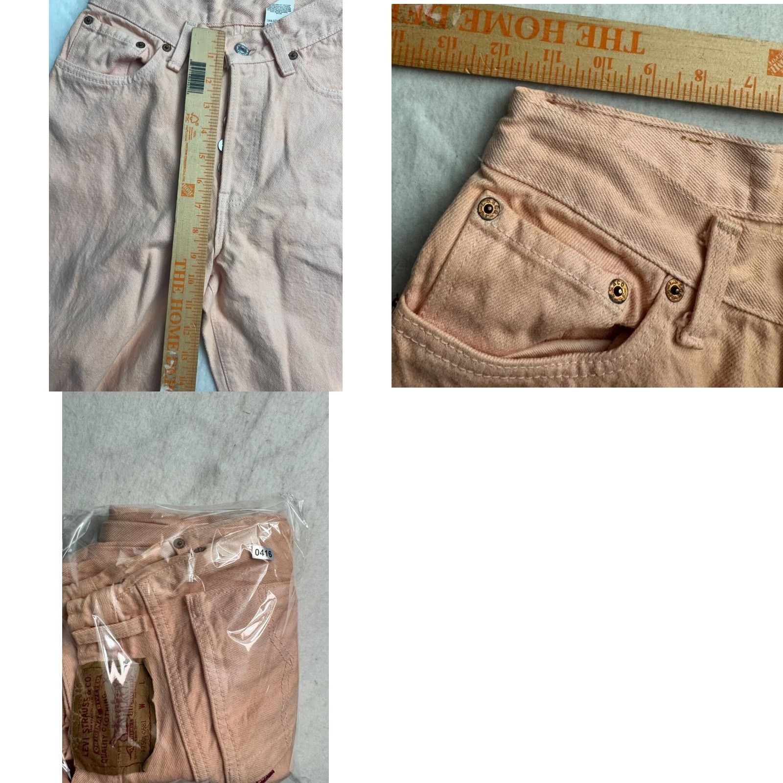 Levi's VINTAGE Levis 501xx Jeans Womens 7 23x31 Peach Original 90s Button Fly Paper Tag Size 28" / US 6 / IT 42 - 9 Thumbnail