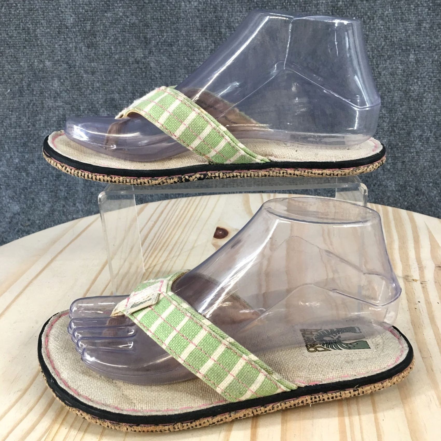 Vintage Simple Sandals Green Toe Womens 37 Casual Slip On Hemp Flip Flops Brown Sandal Women 37 Green Toe Slip On Hemp Thong Flip Flops Brown Size US 7 / IT 37 - 2 Thumbnail