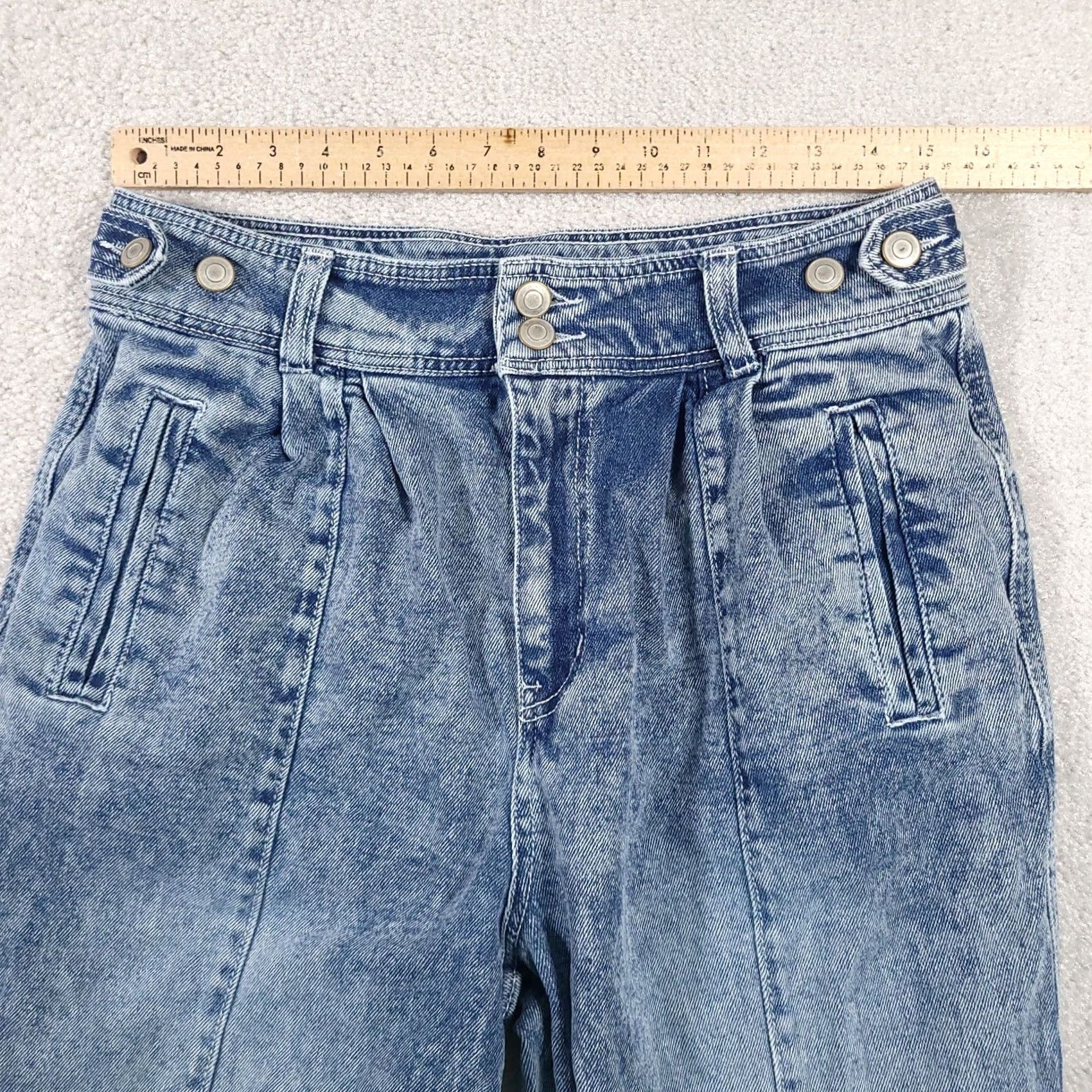 Vintage SO Jeans Women's 13/31 Pleated Super High Rise Straight Acid Wash Denim Bareback Jeans Women XS-XL? Size 30" / US 8 / IT 44 - 6 Thumbnail
