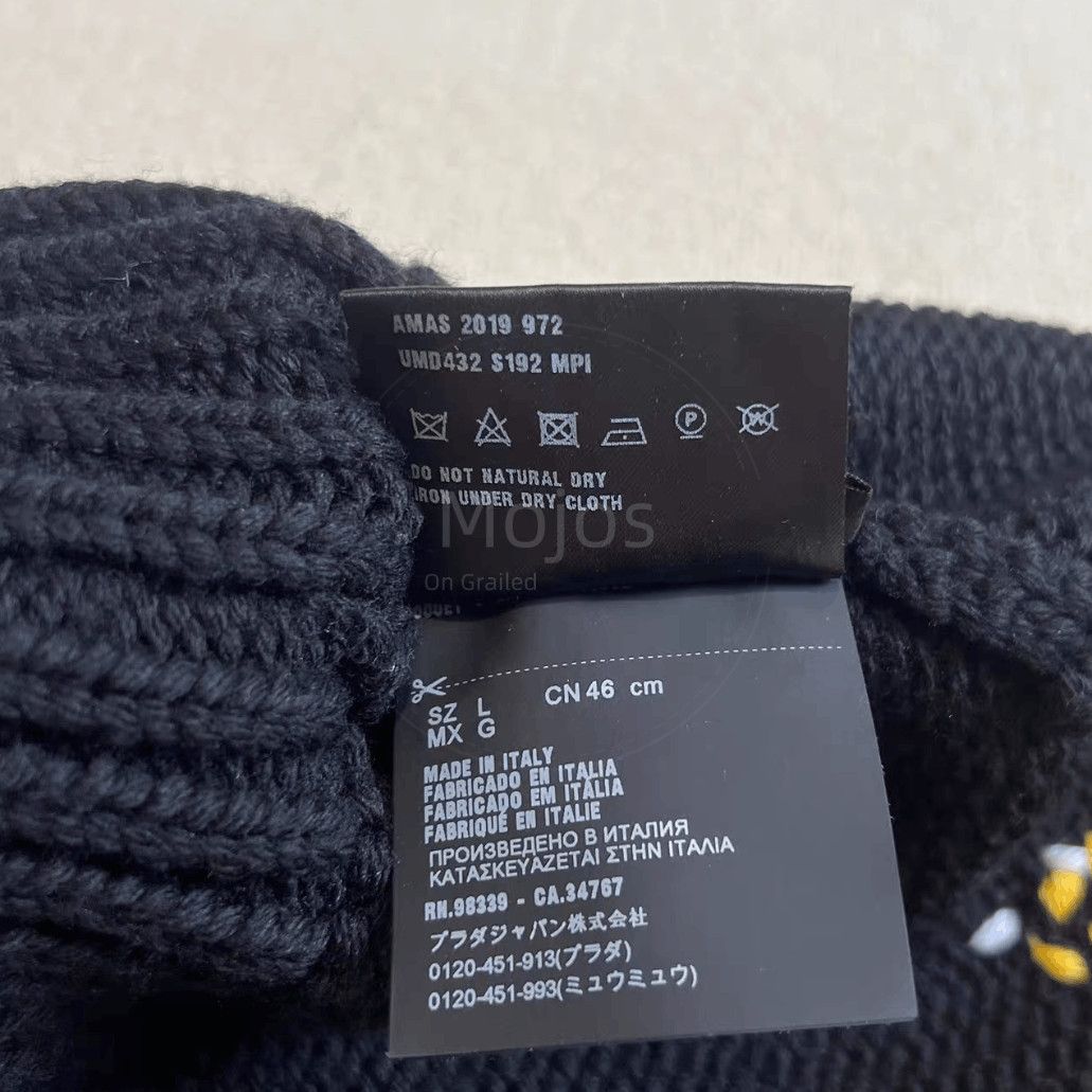 Prada Sz L Prada Pattern Stitch Knitwear Hat-2508 Size ONE SIZE - 6 Thumbnail