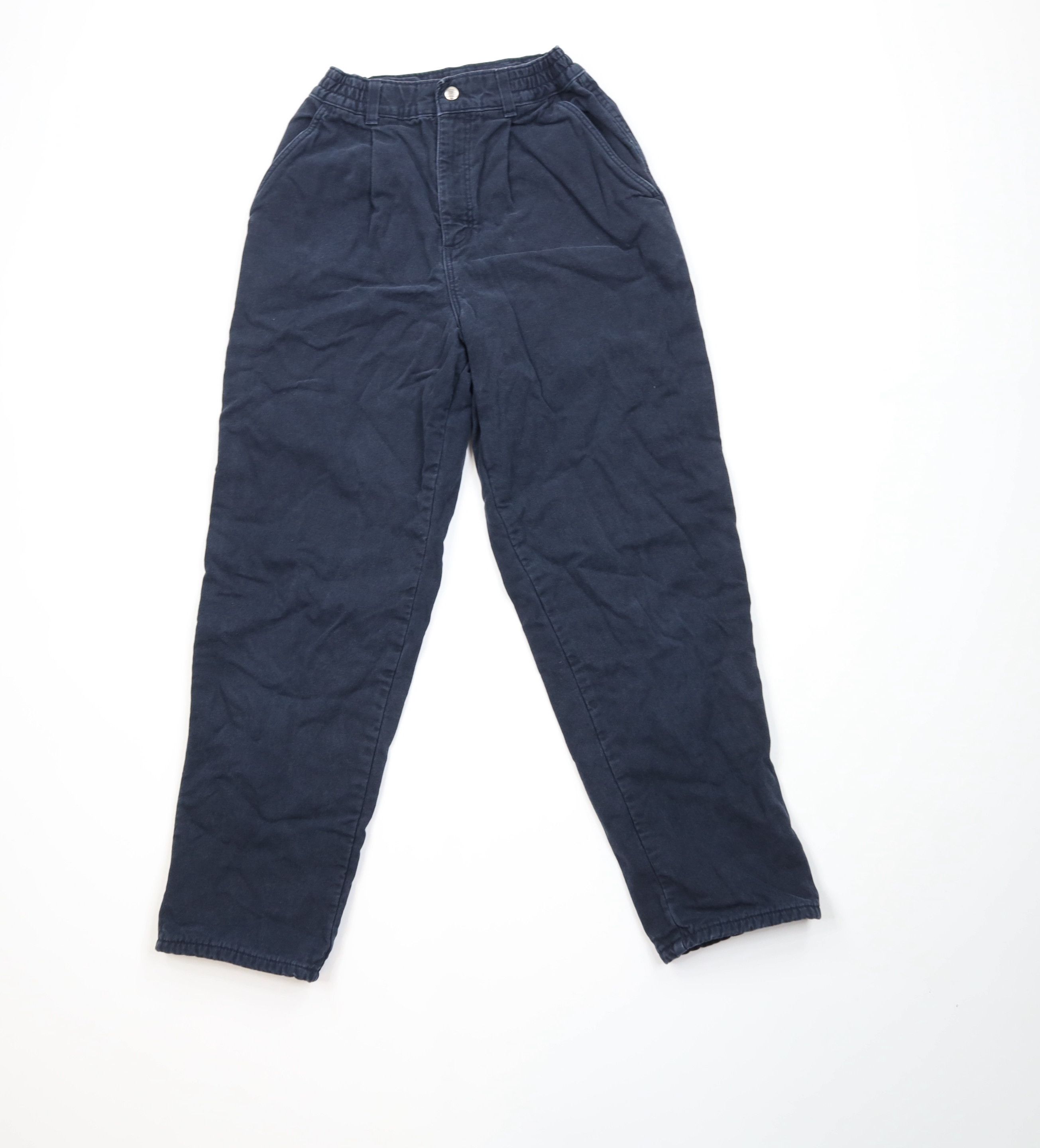 L.L. Bean Vintage 90s LL Bean Flannel Lined Canvas Pants Navy Blue USA Size 27" / US 4 / IT 40 - 2 Thumbnail