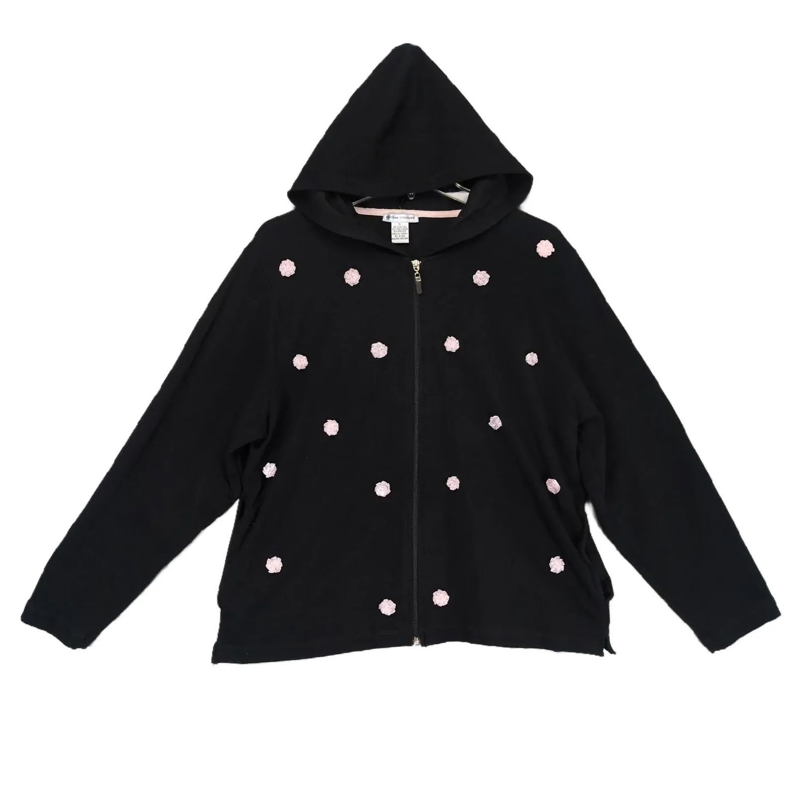 Vintage Cotton Couture Sz XL Pink Rosettes Full-Zip Hoodie Jacket Size XL / US 12-14 / IT 48-50 - 1 Thumbnail
