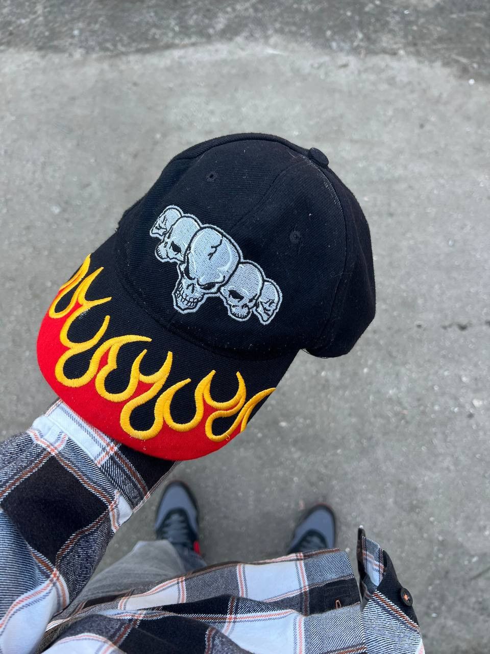 Vintage VERY RARE SCULL FLAME CAP FIRE DESIGNER RETRO JAPAN STYLE Size ONE SIZE - 2 Thumbnail