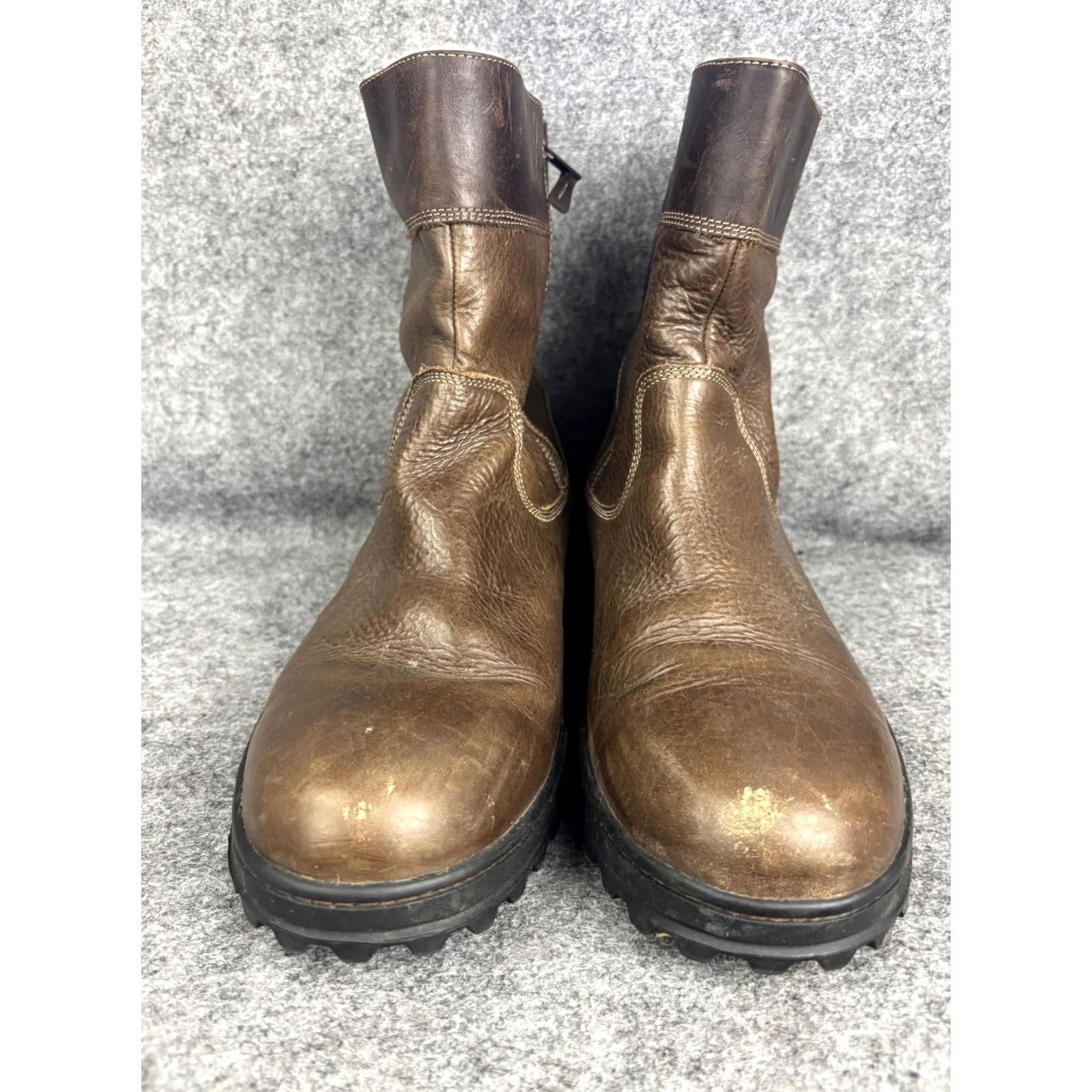 Vintage Trask Boots Mens 13M Brown Leather Waterproof Shearling Lined Zip Mid-Calf Workwear Casual Winter Size US 13 / EU 46 - 2 Thumbnail